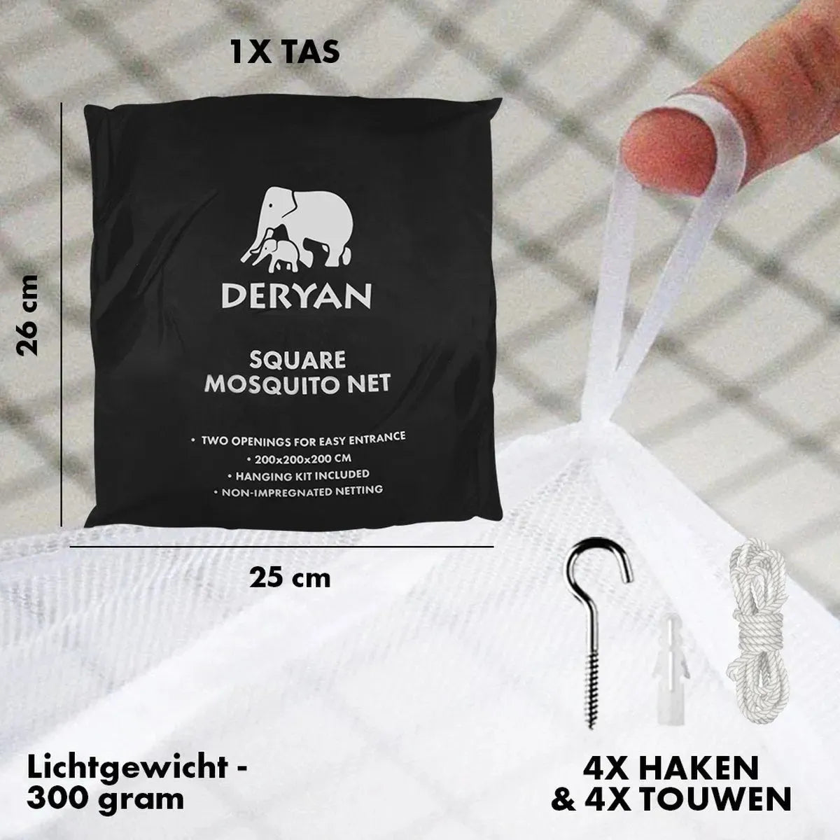 Luksus myggenet til 2 personer XXL - Inklusive ophængningssæt og rejsetaske