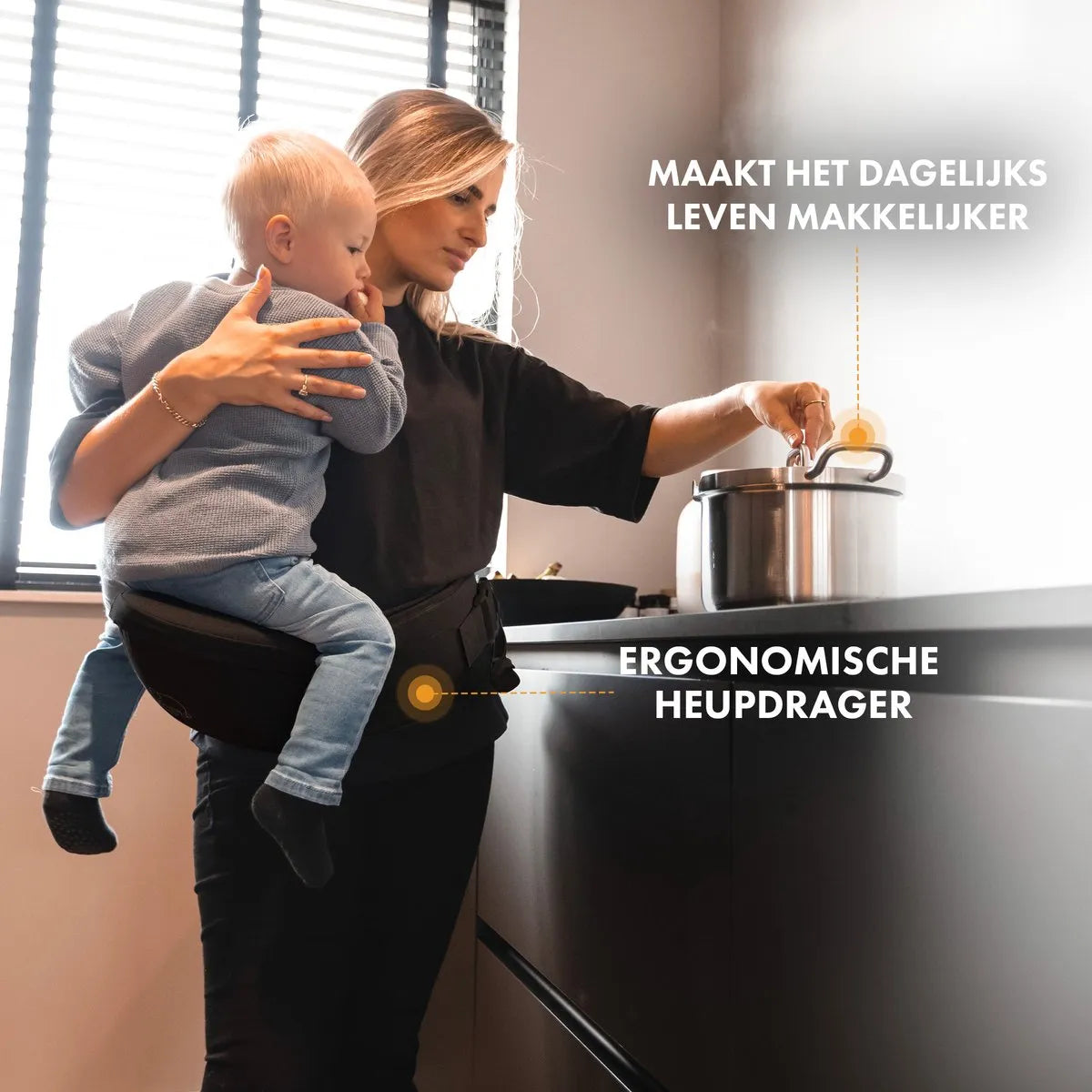 Pack Basic Hüfttrage, schwarz – Hüftsitz für Babys und Kleinkinder, kompakt und leicht
