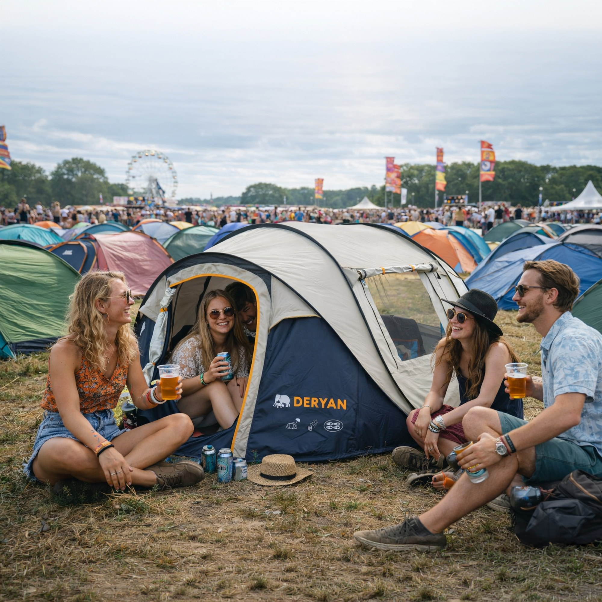 Pop Up Luxe Tält - 5000MM vattenpelare - Beige - 4 Personer