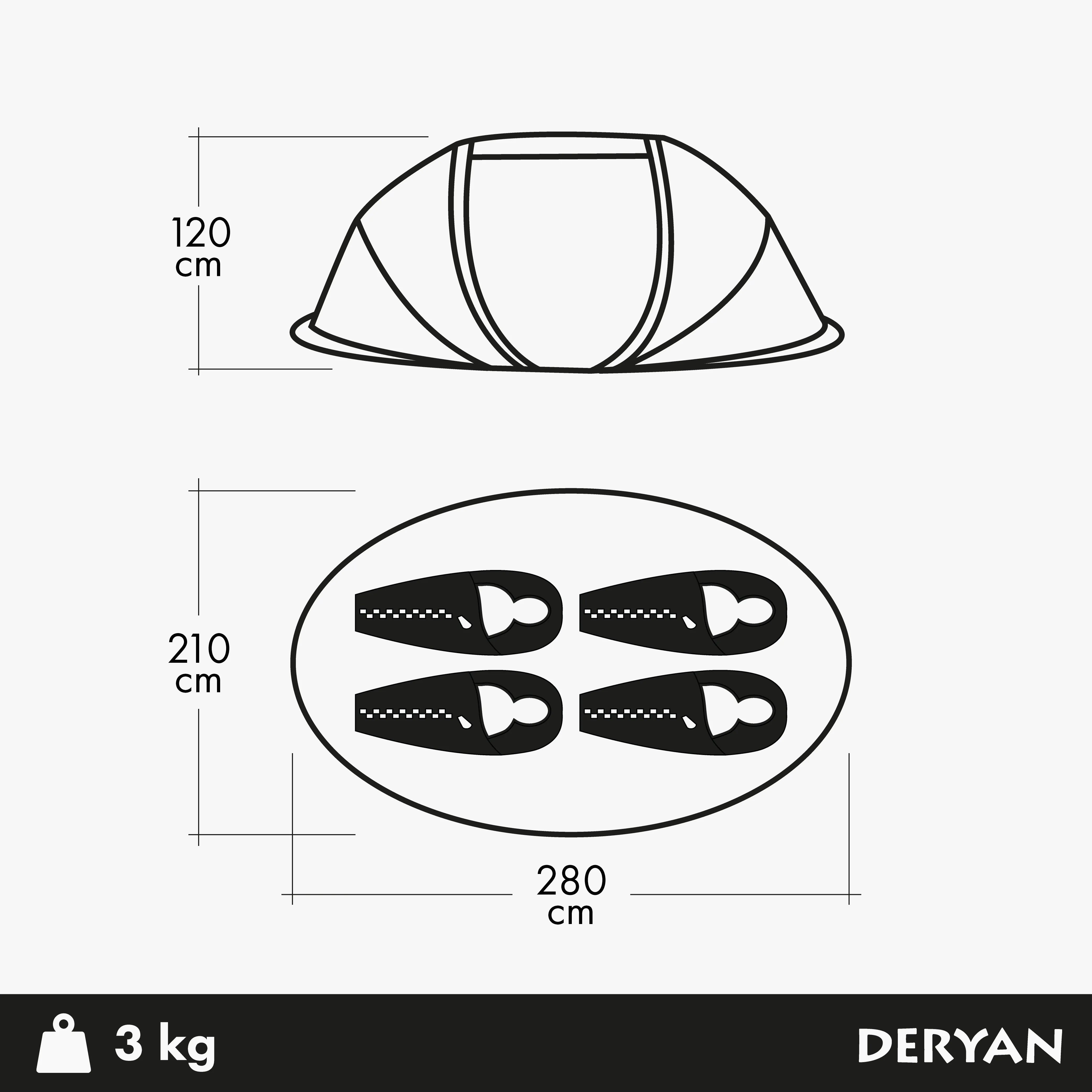 Pop Up Luxe Tent - 2000MM waterkolom - Cream - 4 Personnes