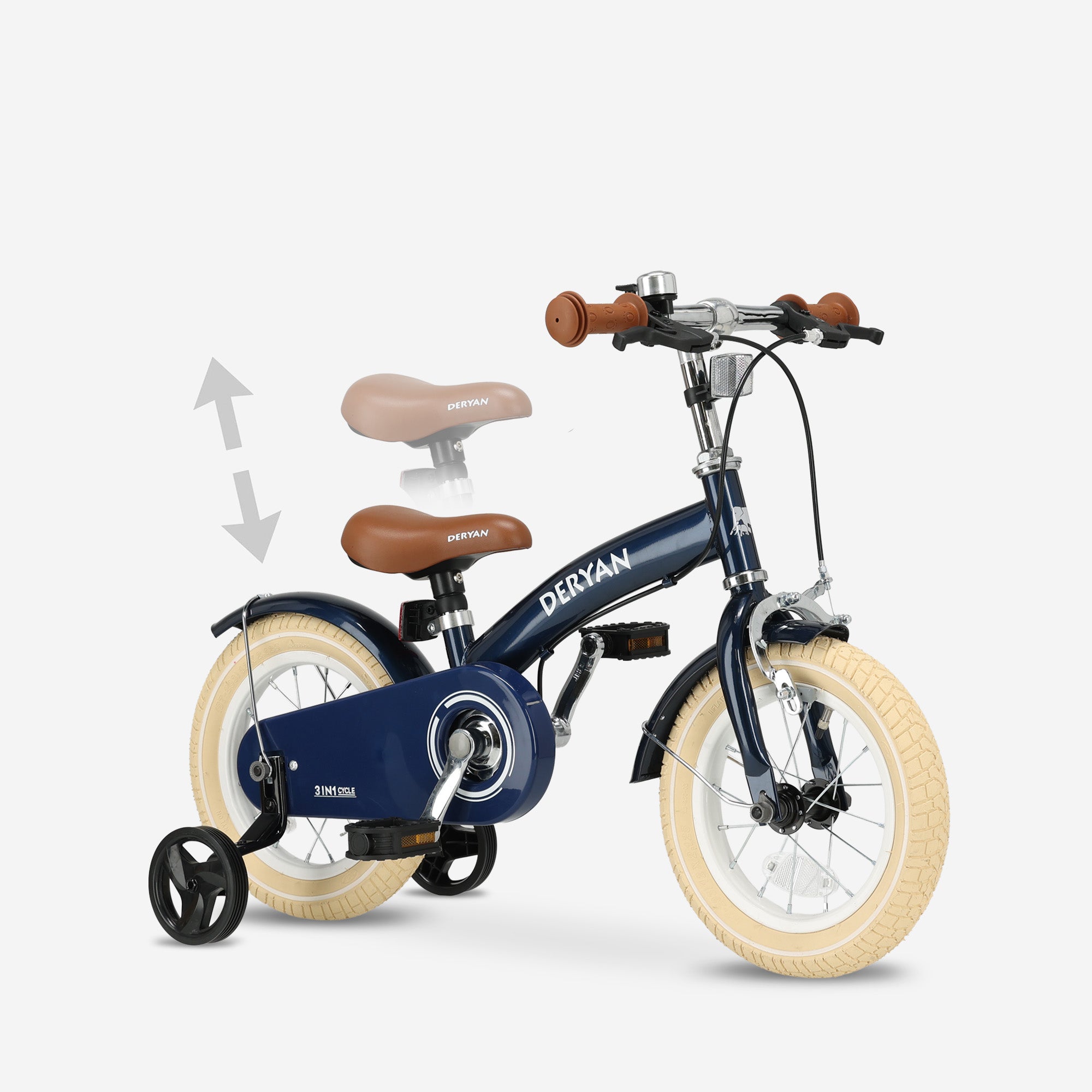 Luksus børnecykel 12 tommer - 3 i 1 - løbecykel Blå