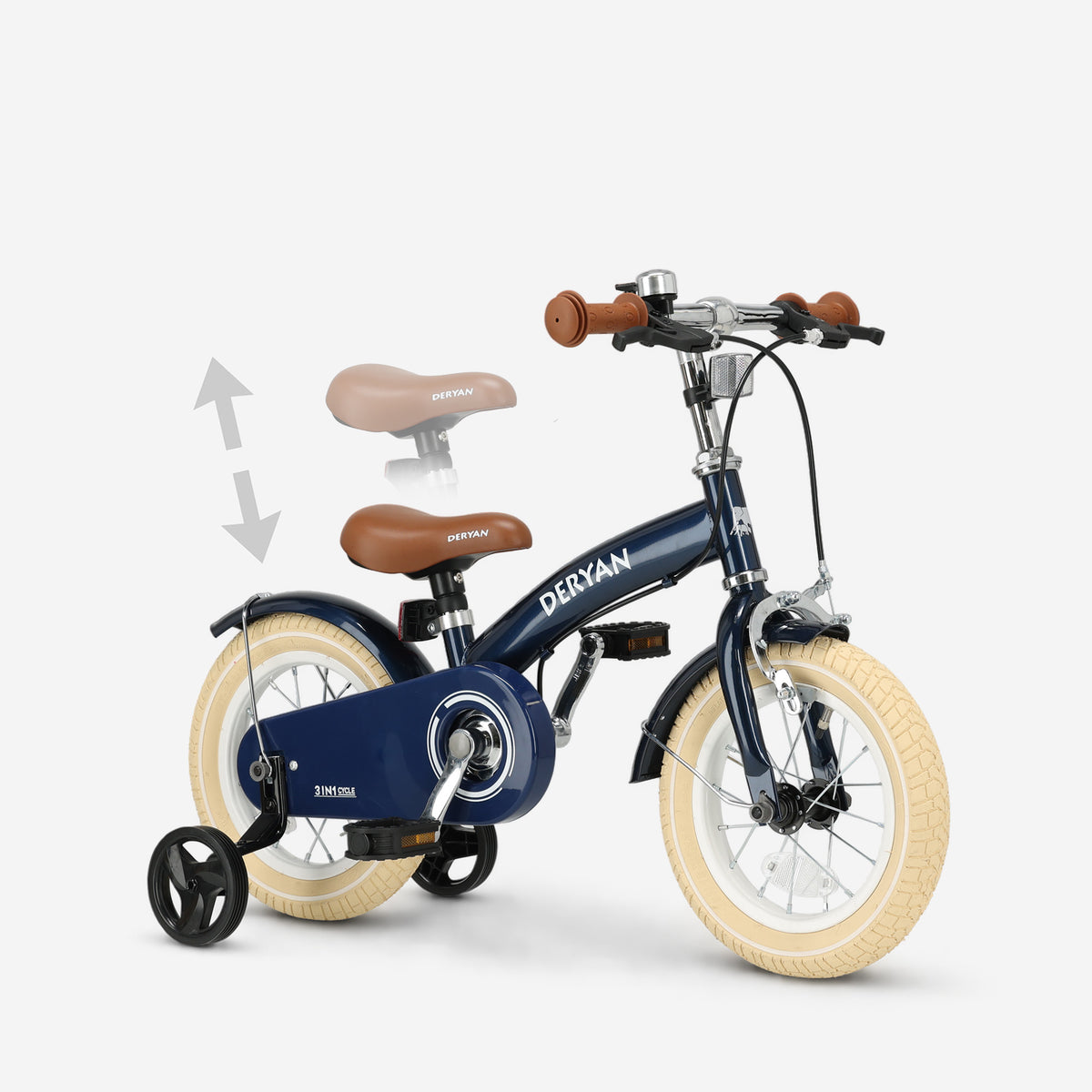 Vélo d'enfant de luxe 12 pouces - 3 en 1 - vélo d'équilibre Bleu
