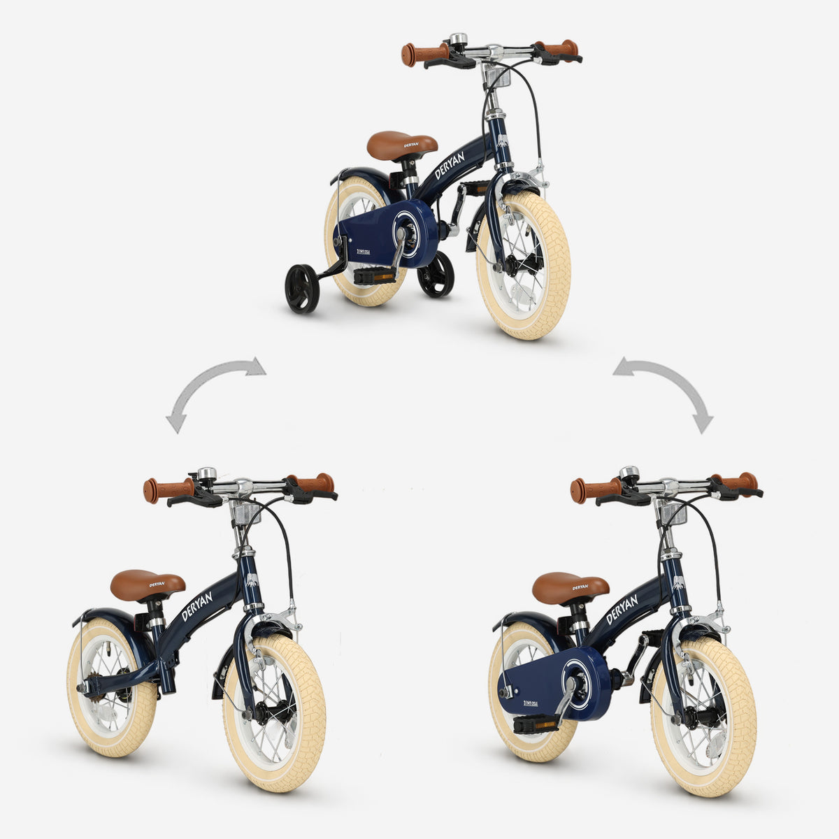 Vélo d'enfant de luxe 12 pouces - 3 en 1 - vélo d'équilibre Bleu