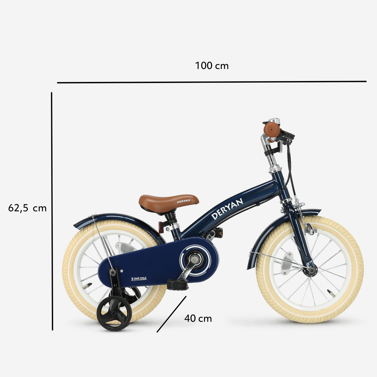 Lyxig barncykel 14 tum - 3 i 1 - balanscykel Blå