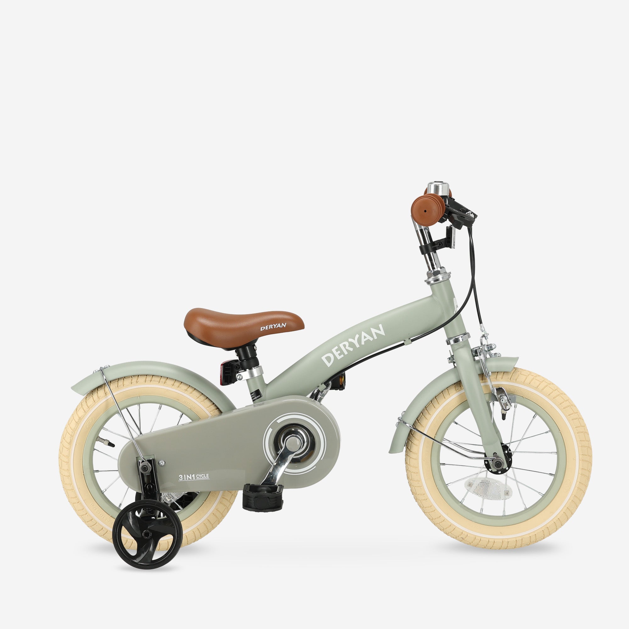 Lyxig barncykel 12 tum - 3 i 1 - gångcykel Grön