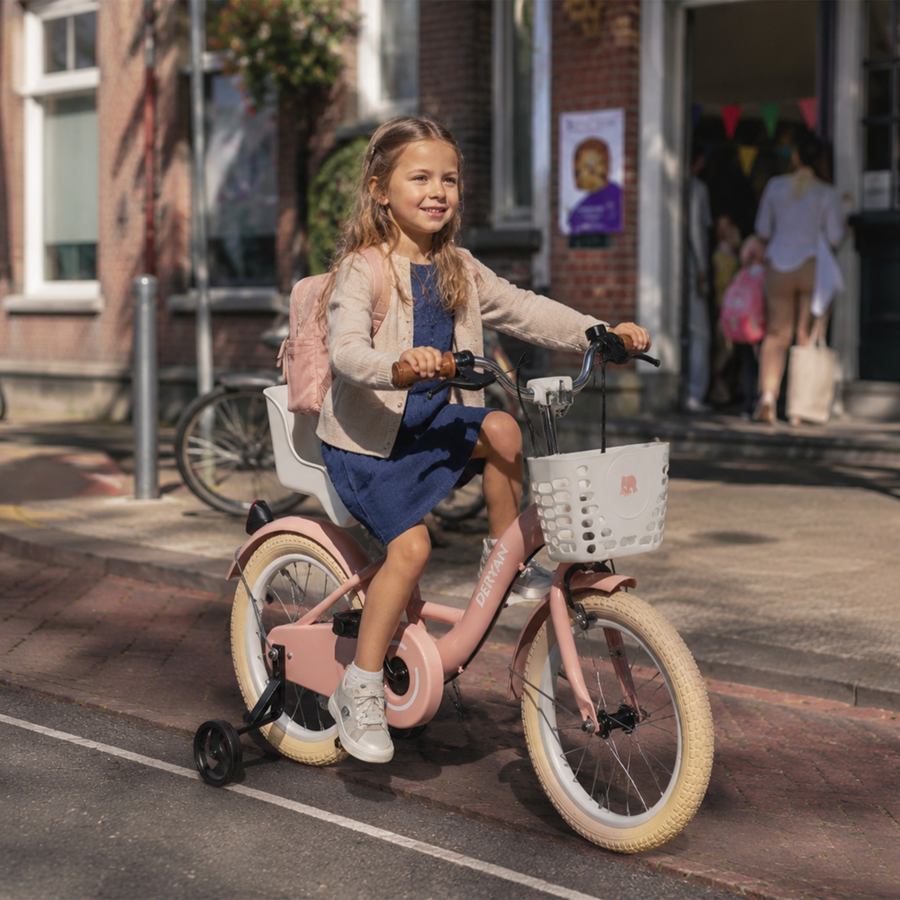 Zoey pigecykel, børnecykel 16 tommer med kurv – lyserød