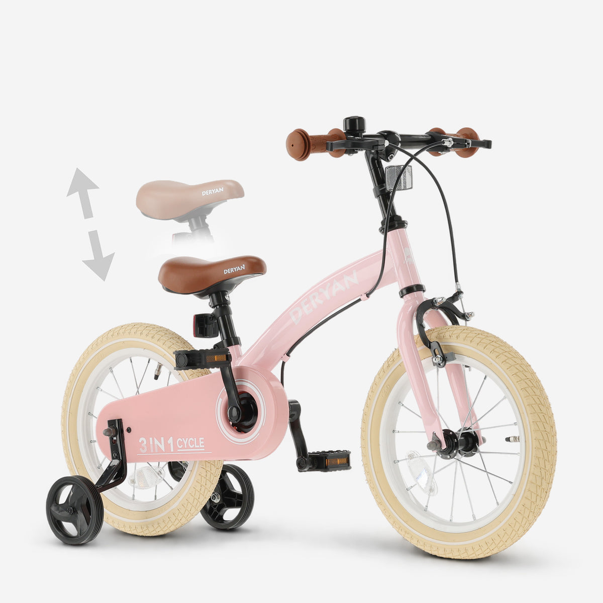 Luxe Kids Bike 14 inch - 3 in 1 - balance bike - Pink