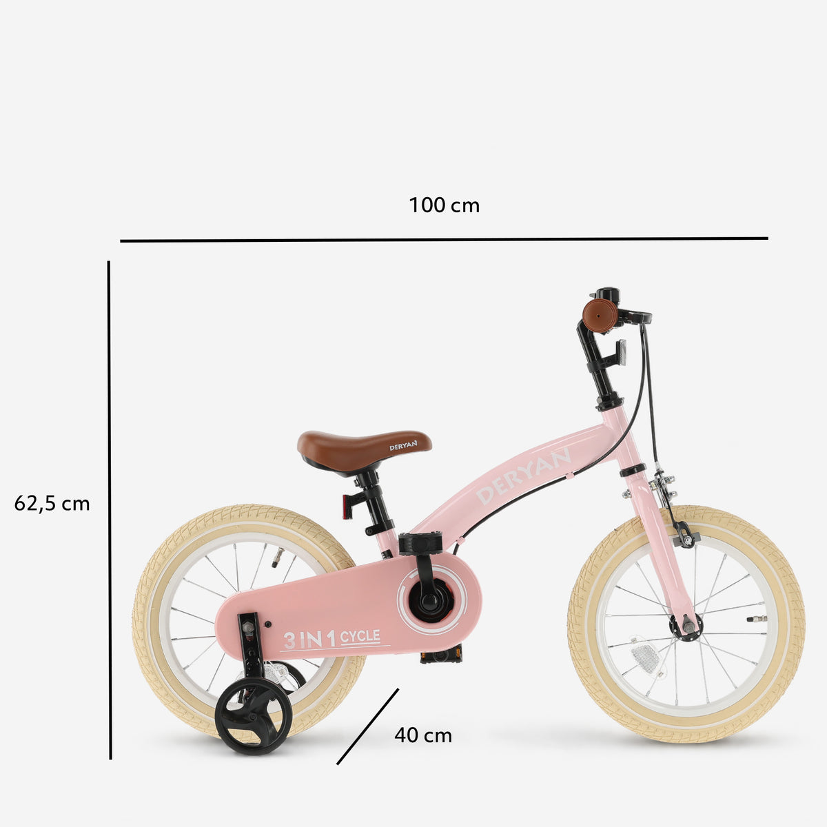 Luxe Kids Bike 14 inch - 3 in 1 - balance bike - Pink