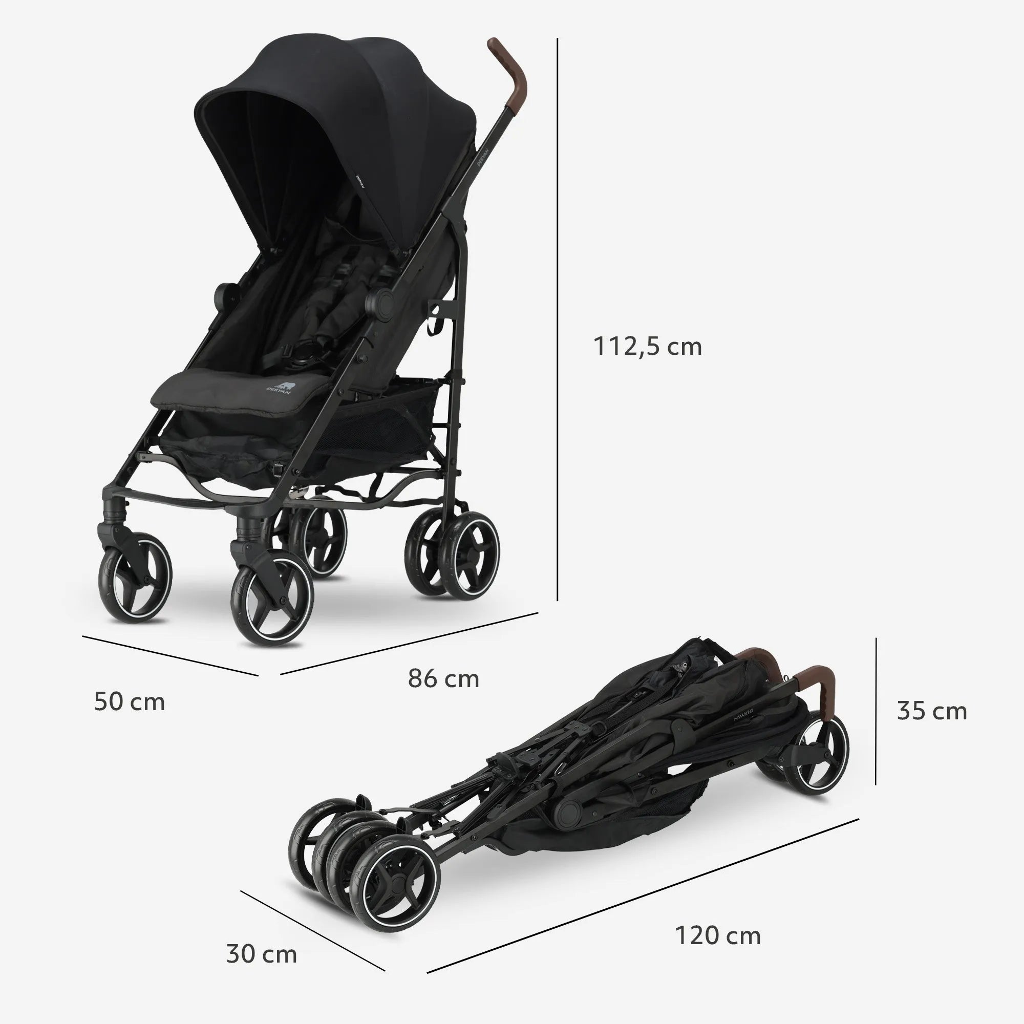 Bobbie - Umbrella Stroller - 5-Point Harness - Suitable for Children up to 48.5 lb - Includes Mosquito Net - Black