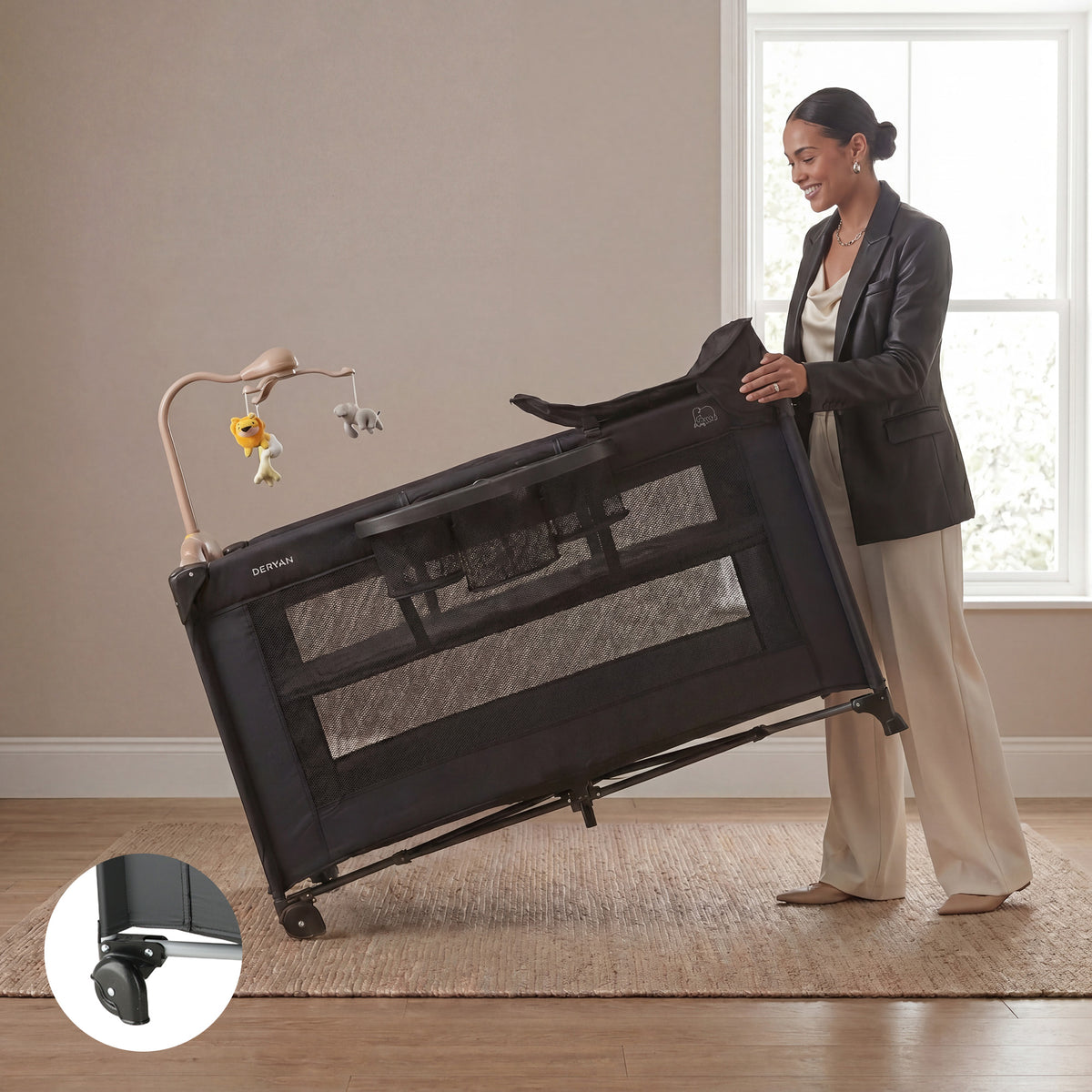 Believer Luxury Camping Bed, Black, with Base Riser, Compact and Foldable