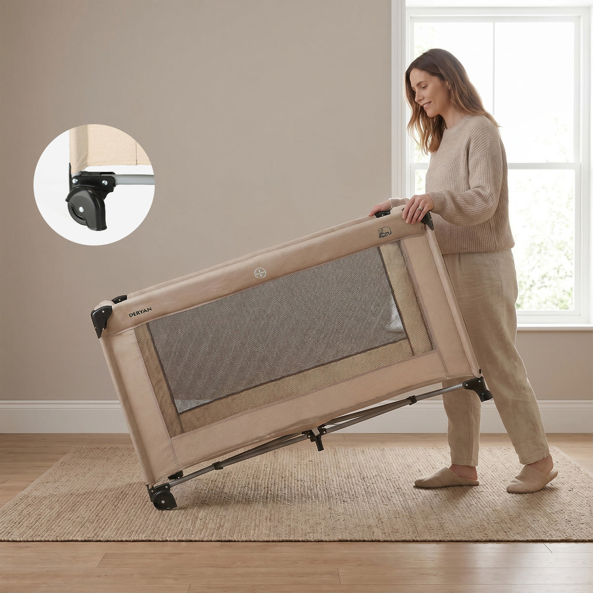 Believer Nougat Compact Travel Crib for Babies and Toddlers