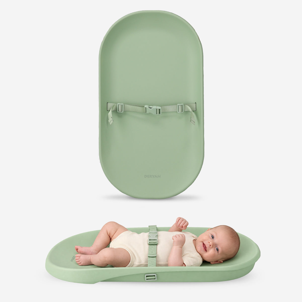 Wasserdichte Wickelauflage mit erhöhten Rändern – Sage Green