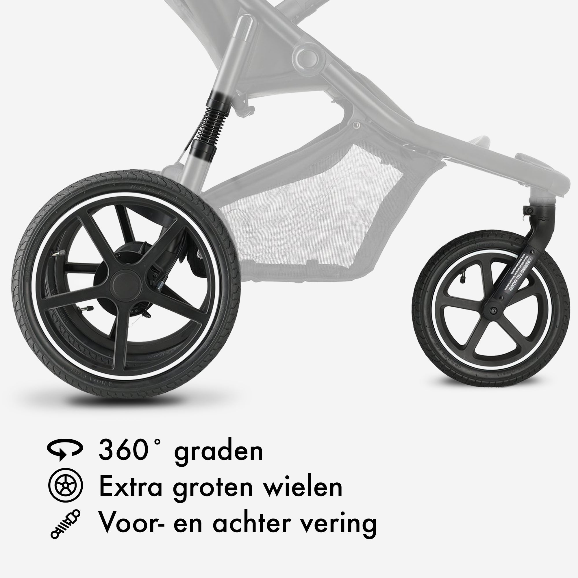 The DERYAN running stroller in black is designed for use while running and walking with young children. The model has a fixed front wheel, adjustable handlebar, pneumatic tires, and a five-point harness, and is intended for use on paved and unpaved paths.