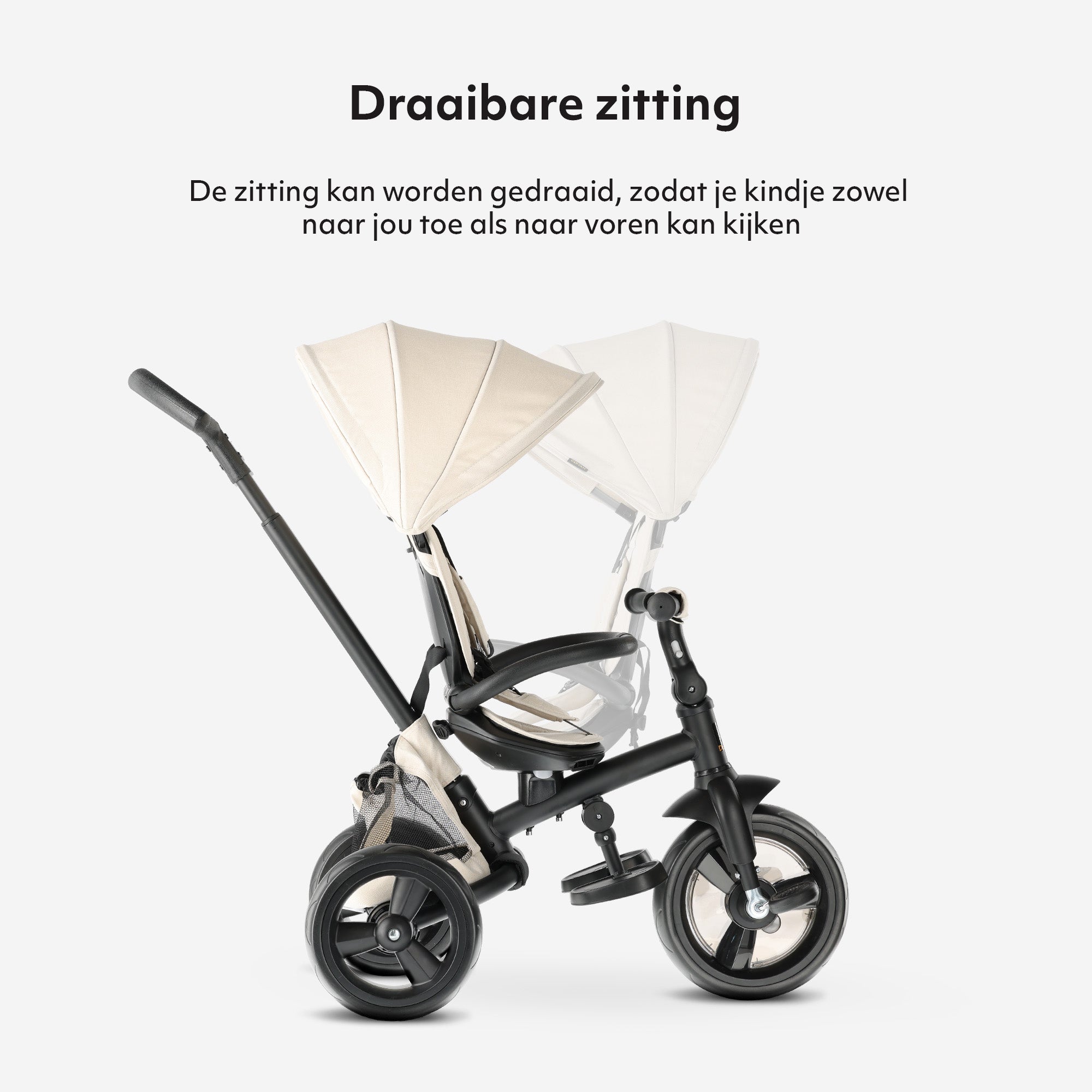 Explorer Luxe Tricycle with push bar - Foldable with basket cream