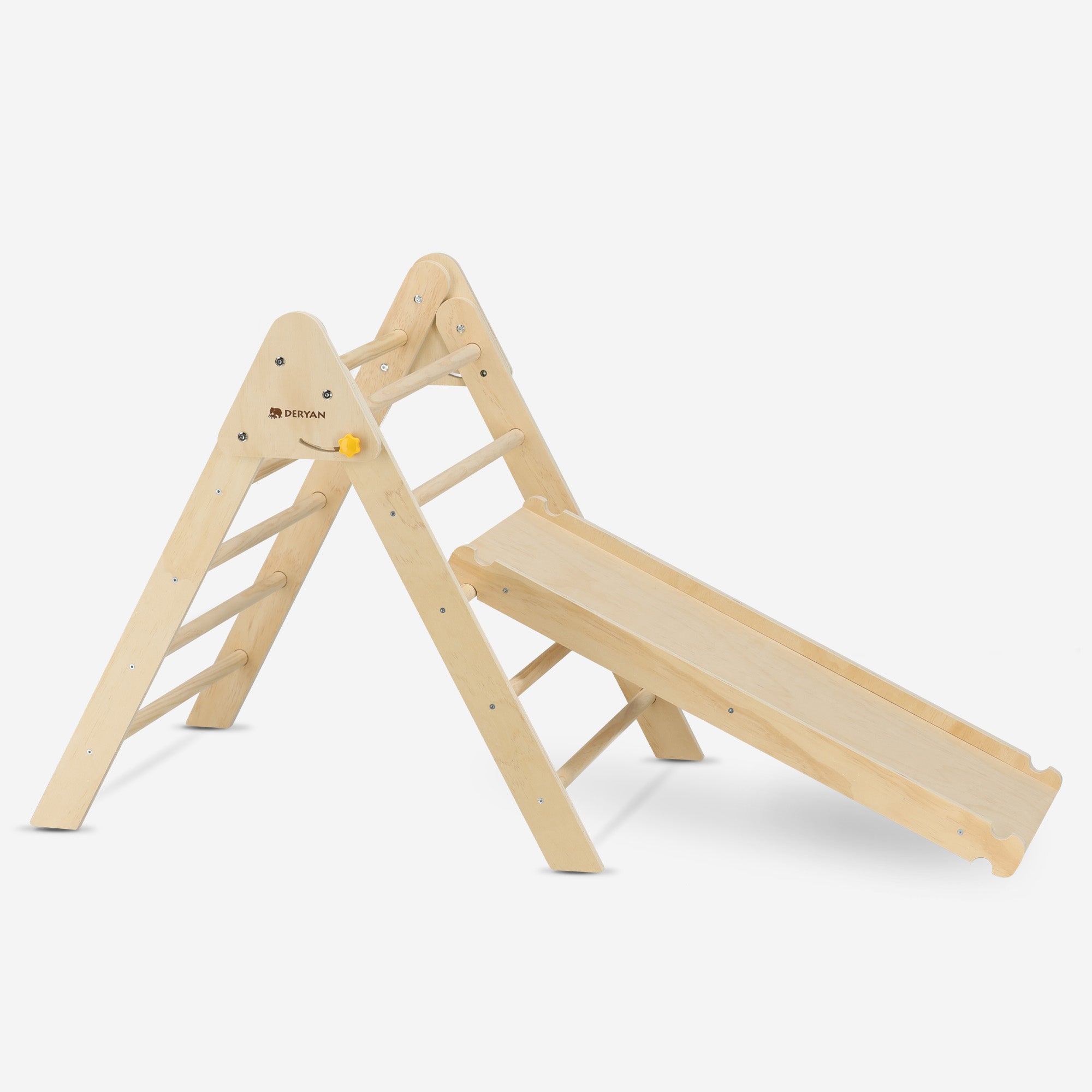 Vikbar triangel med ramp med klätterram/glidbana