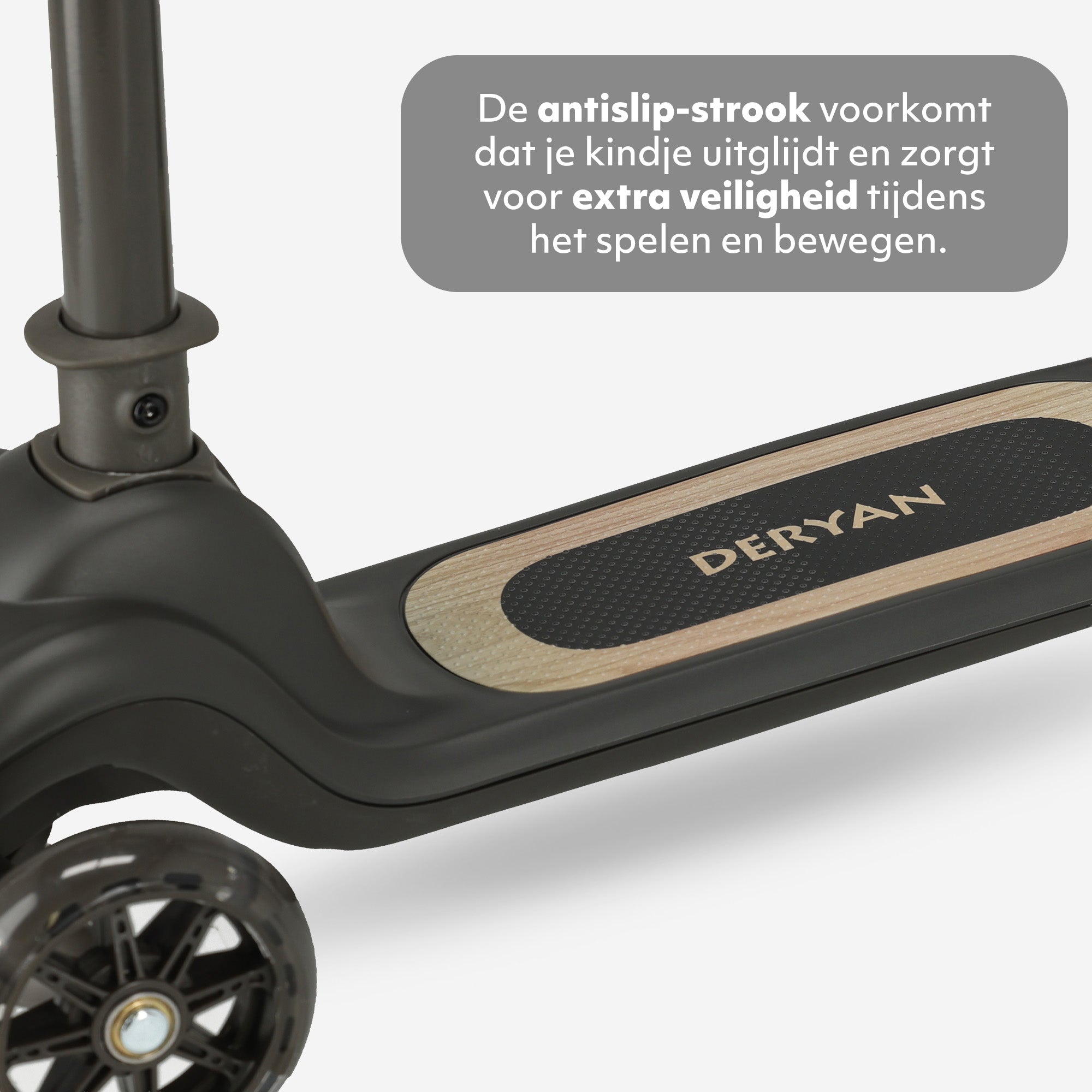 Harvey børnescooter med 3 hjul og LED - Justerbar 65-80 cm - Sort