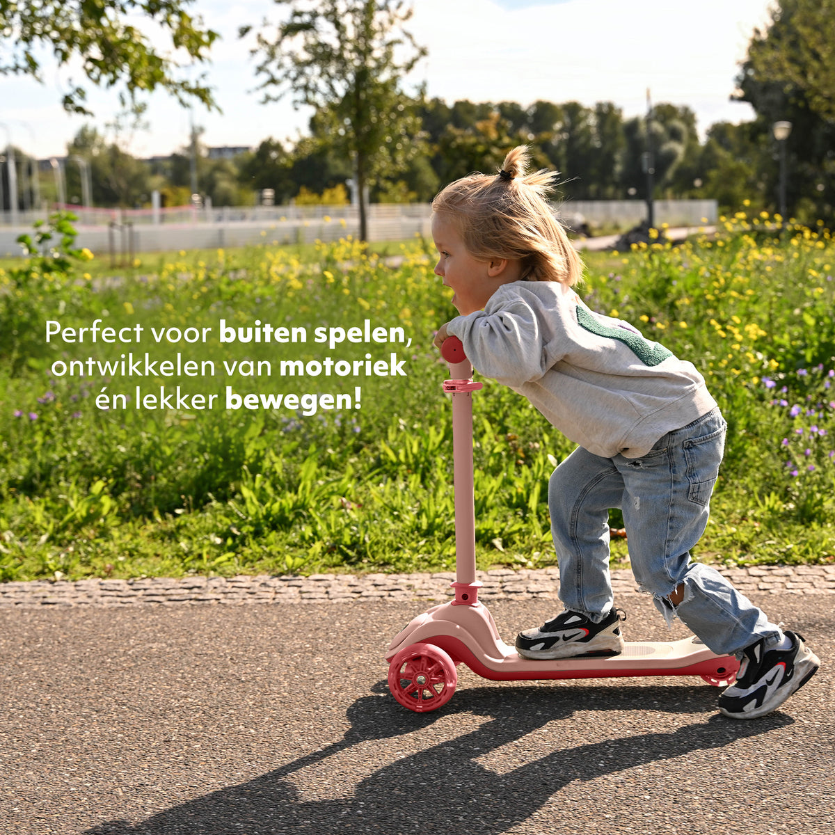 Harvey Kinderstep 3 Wielen met LED - Verstelbaar 65-80 cm - Roze