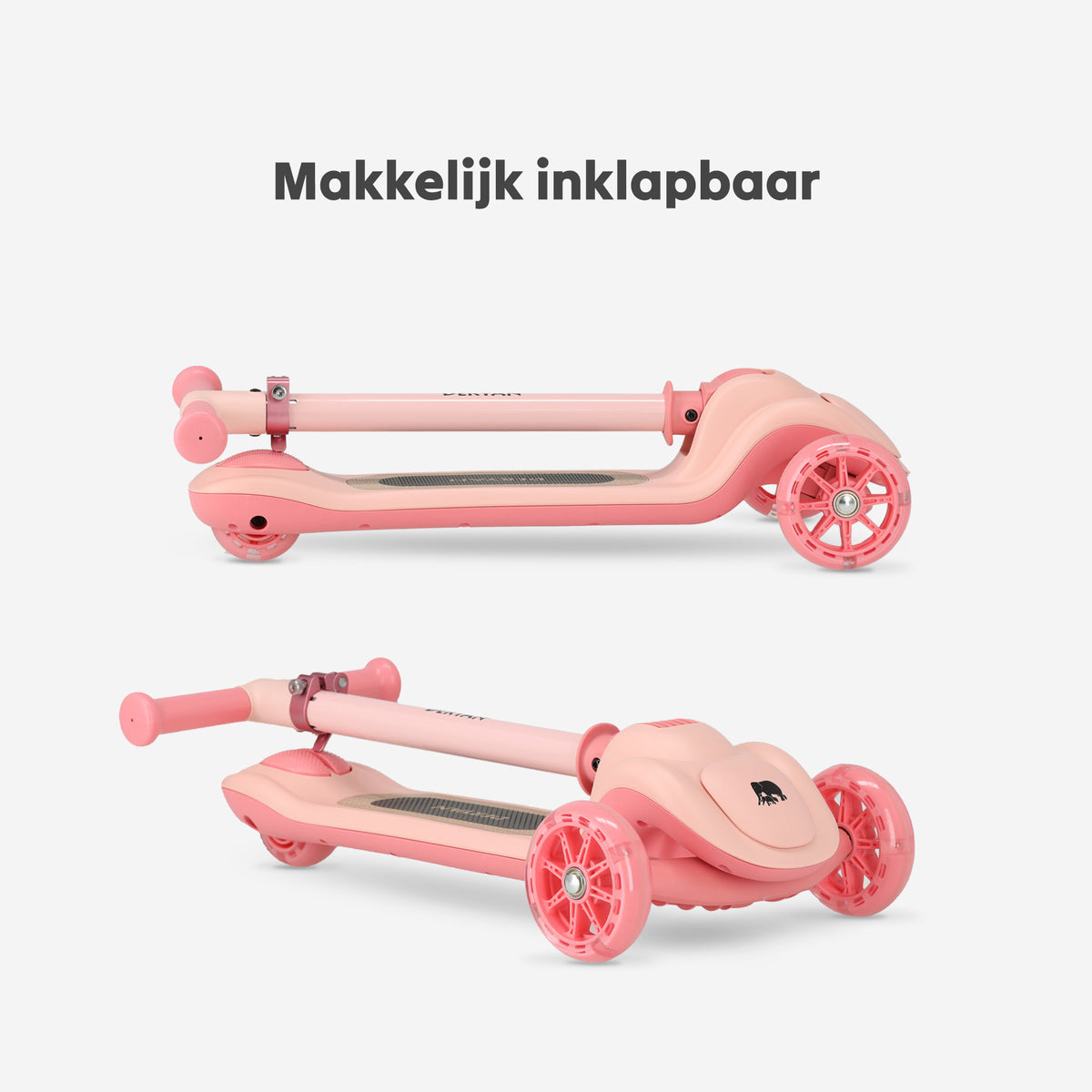 Harvey kinderstep roze met 3 wielen verstelbaar 65-80 cm en LED-wielen