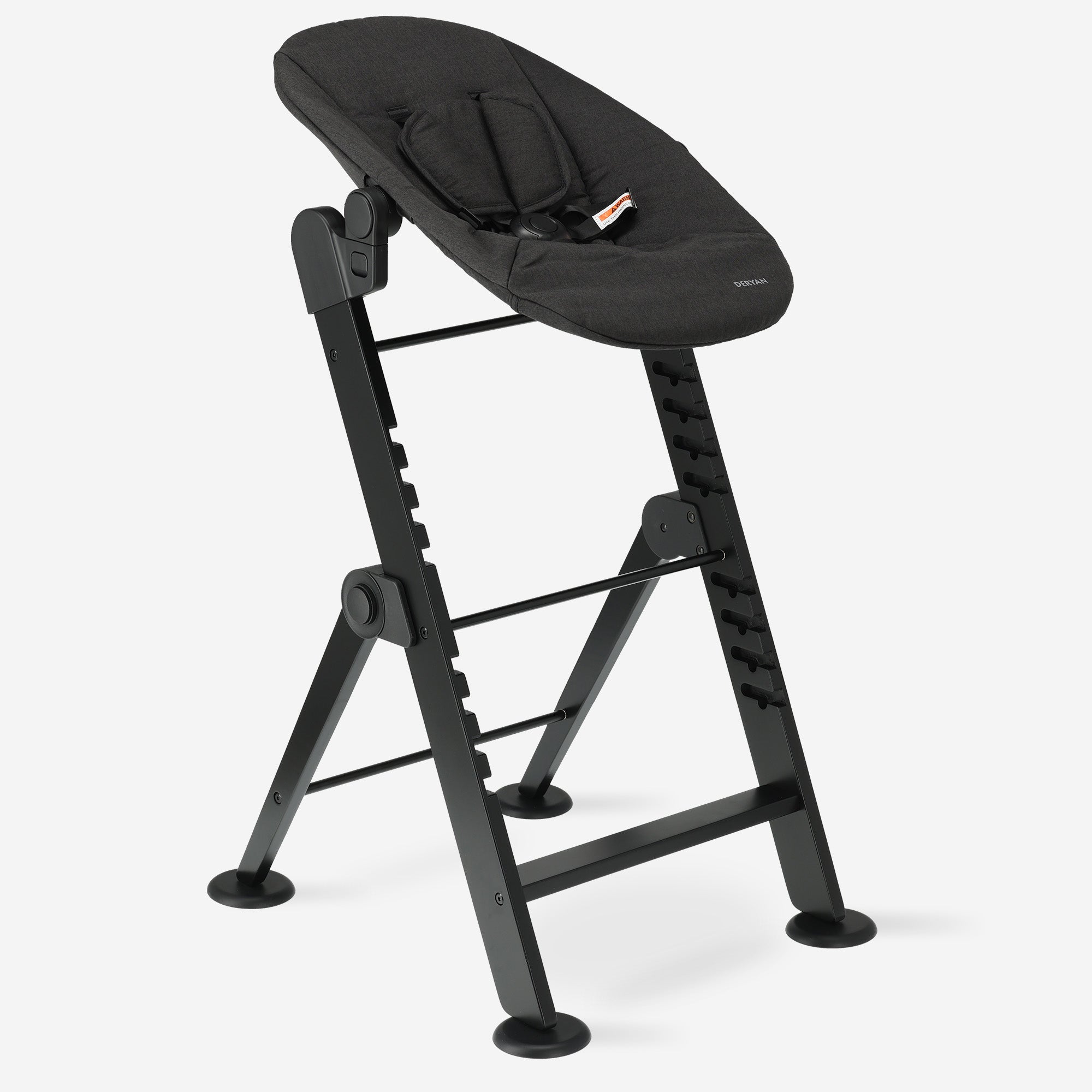 Odin Luxury Wooden Growing Chair High Chair with Bouncer - Includes Dining Tray - Adjustable High Chair - Black