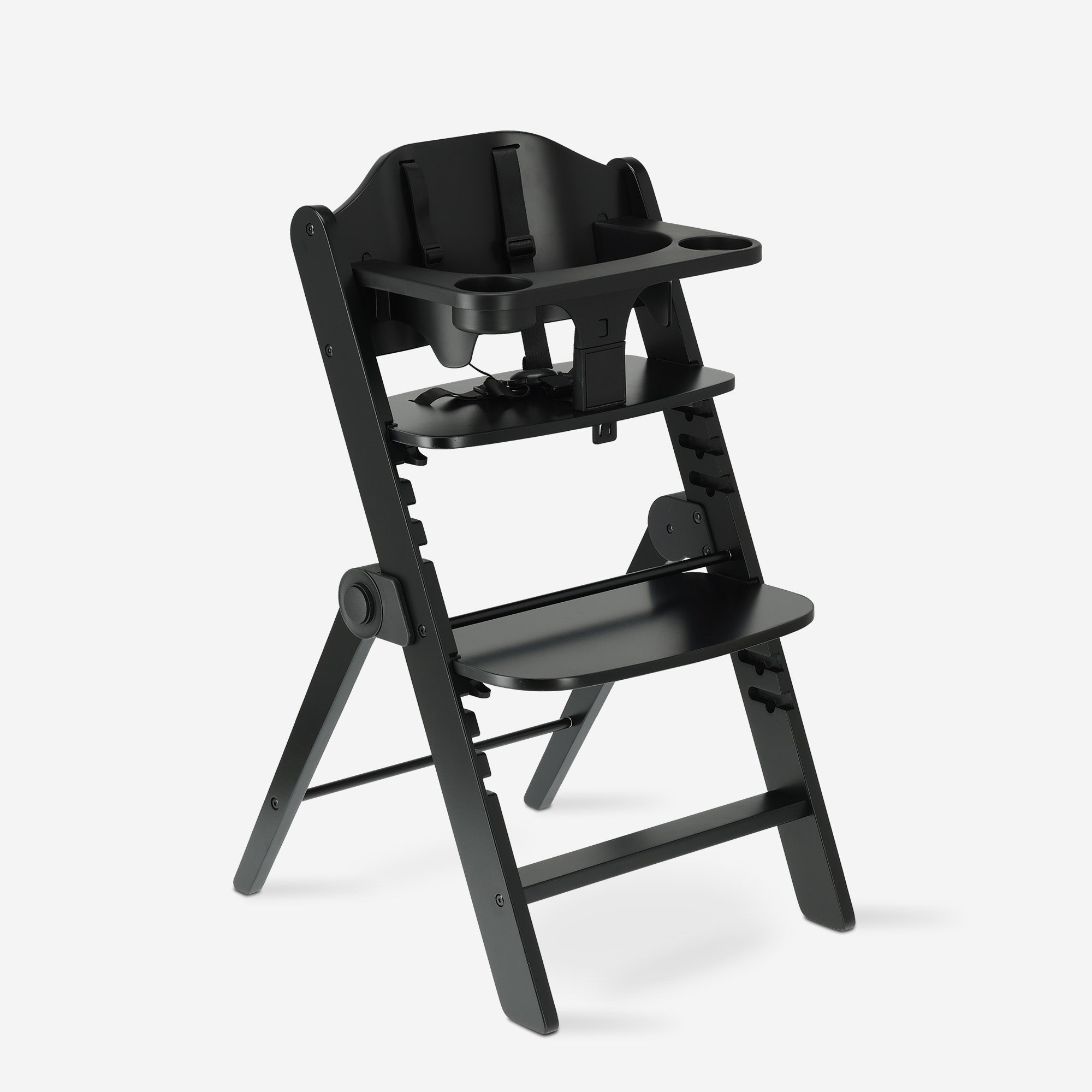 Odin Luxury Wooden Growing Chair High Chair with Bouncer - Includes Dining Tray - Adjustable High Chair - Black