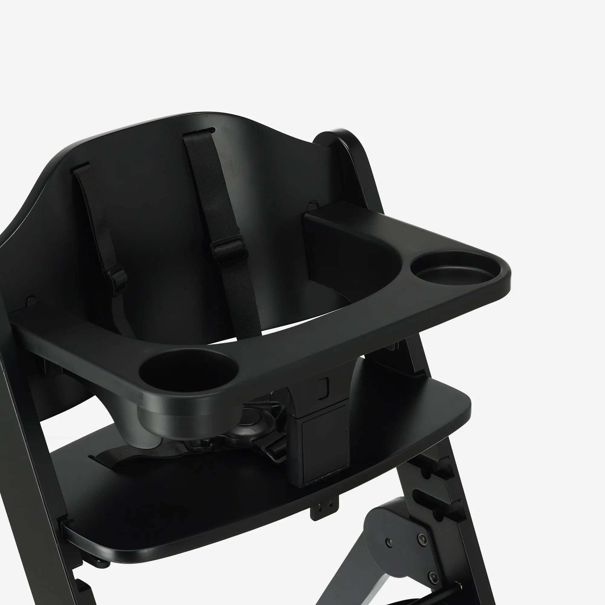Odin Luxury Wooden Growing Chair High Chair with Bouncer - Includes Dining Tray - Adjustable High Chair - Black