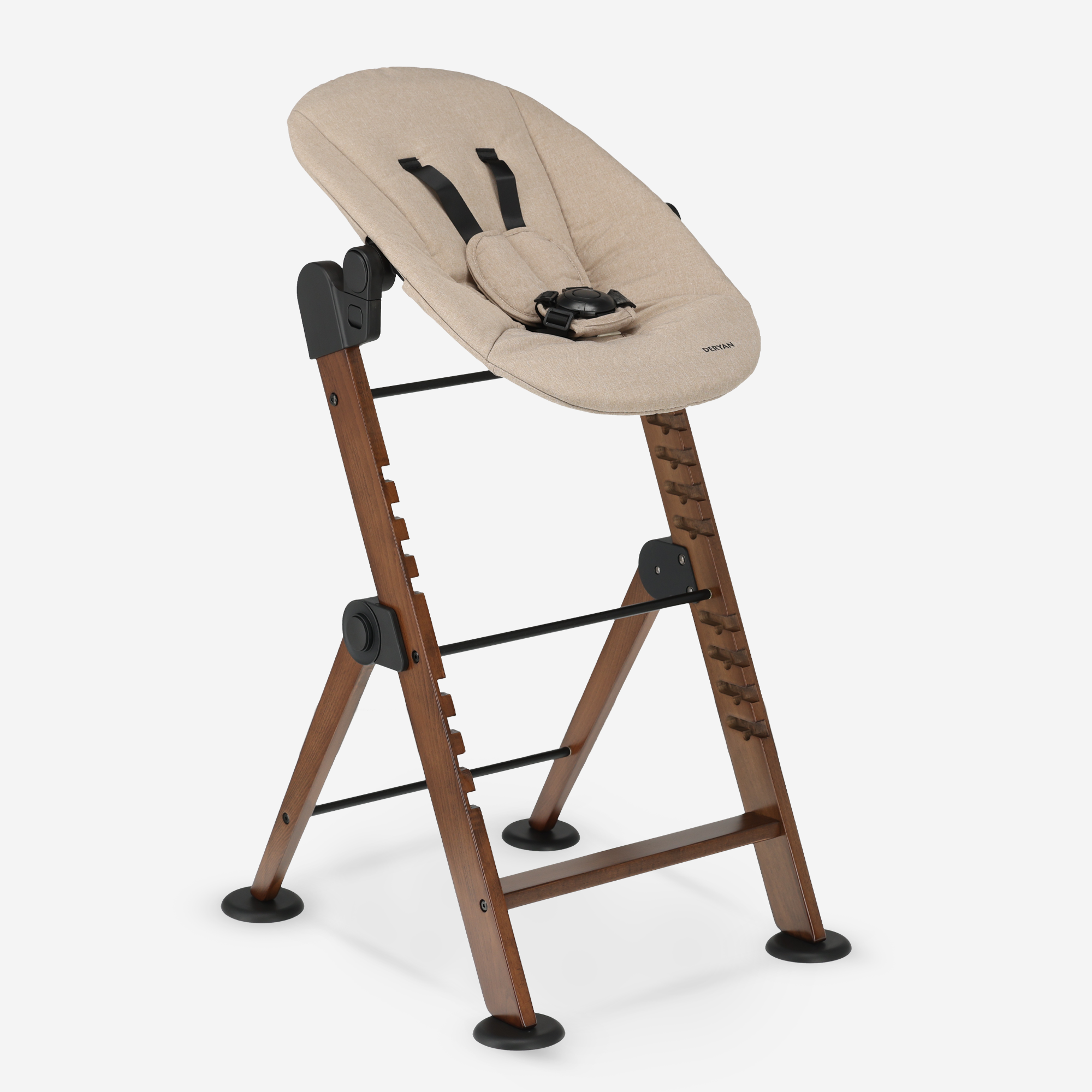 Odin Luxe: seggiolone in legno che cresce con il bambino, con funzione bouncer - Tavolino incluso - Seggiolone regolabile - Legno/Nougat