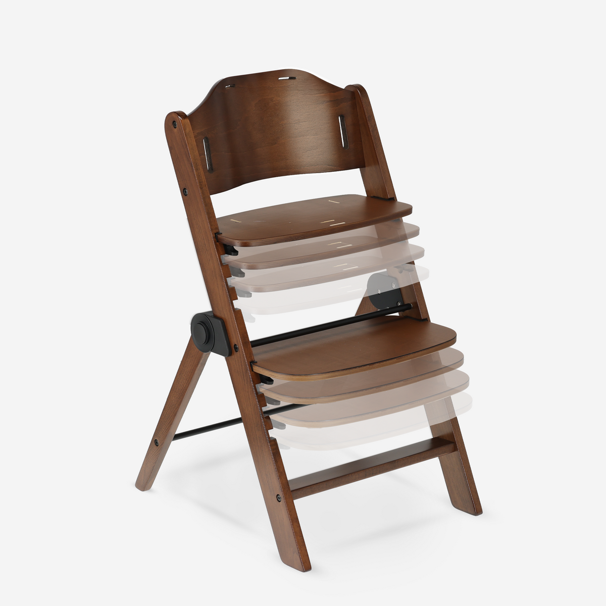 Odin Wooden Adjustable High Chair with Bouncer and Tray - Warm Brown/Black