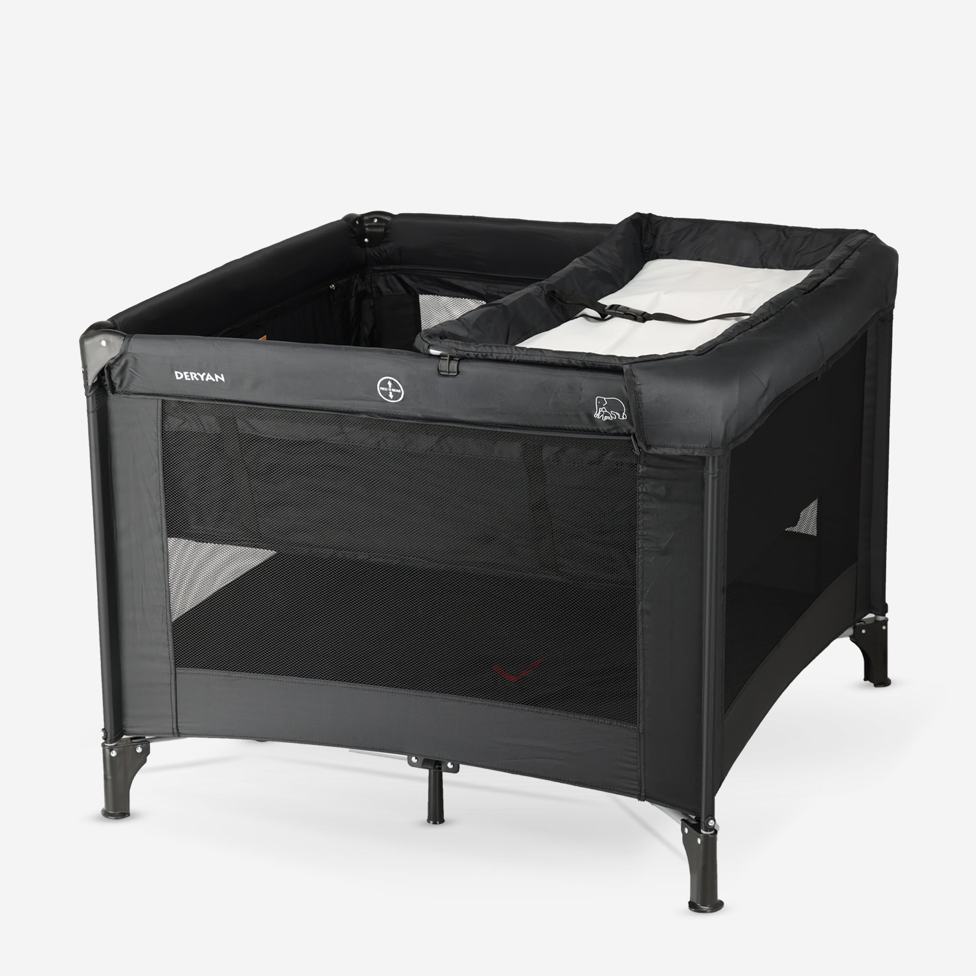 Sammenklappelig legeboks 100 x 100 cm – med pusleplade – sort