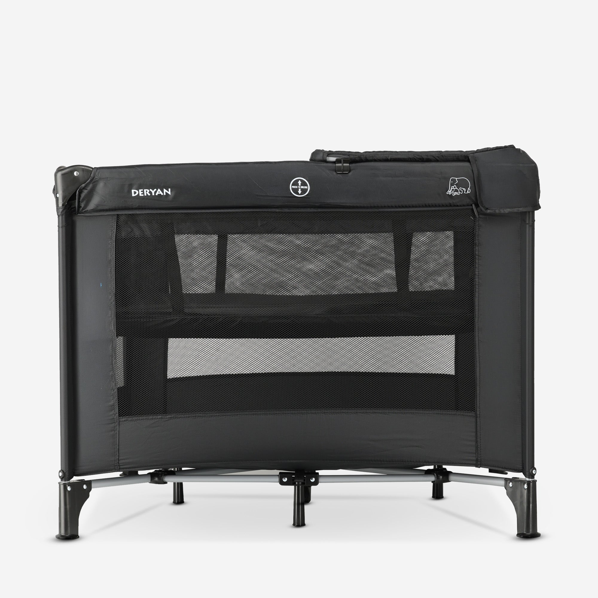 Sammenklappelig legeboks 100 x 100 cm – med pusleplade – sort