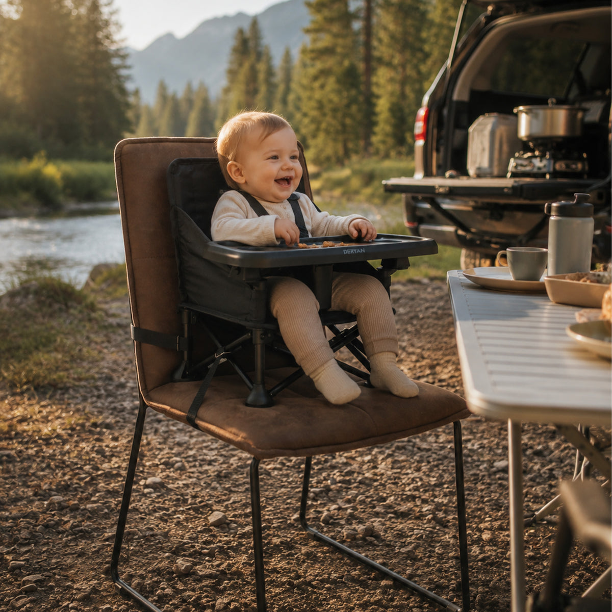 Pop 'N Sit Mini High Chair - Foldable Booster Seat - Black