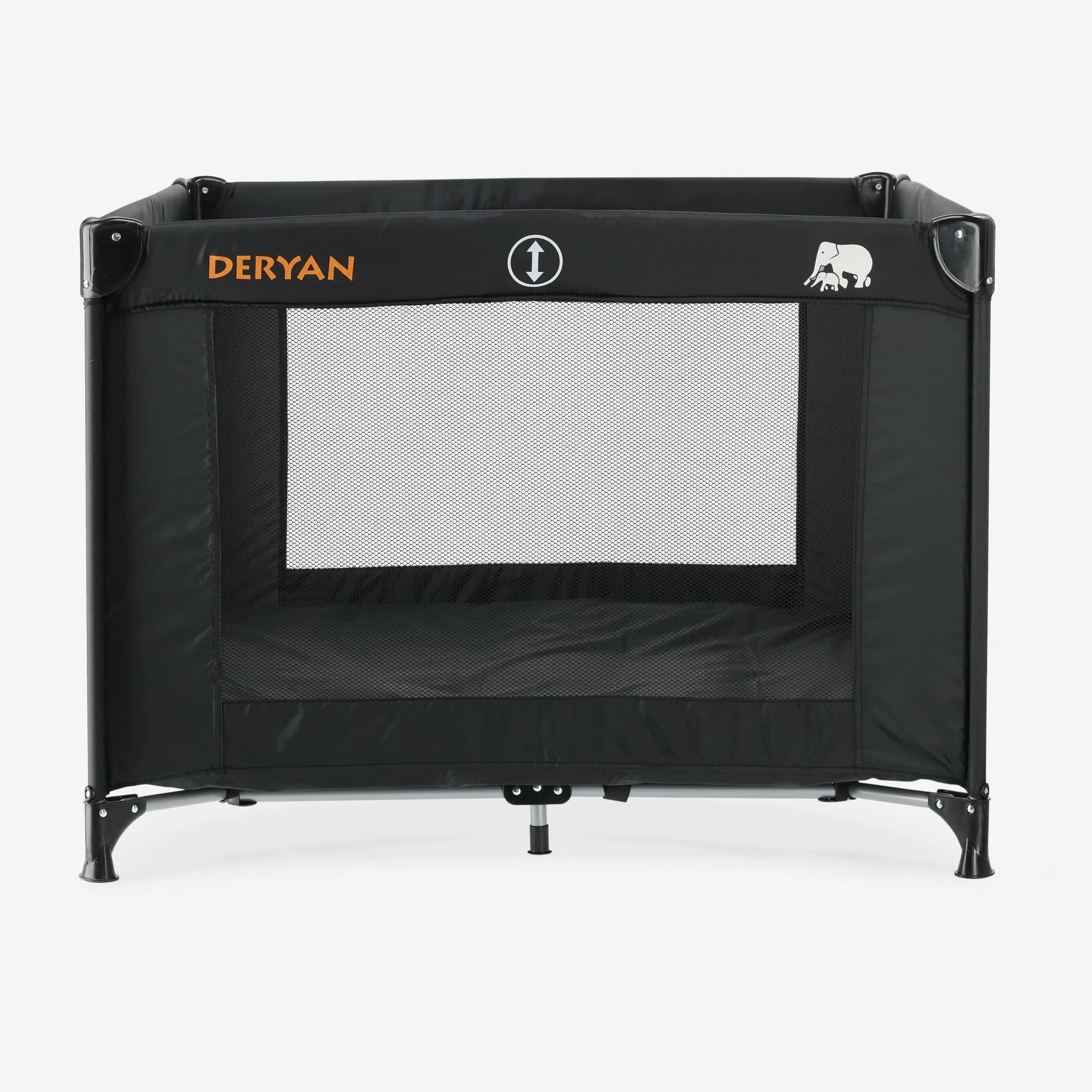 Foldable playpen, 100x100 cm, black; compact and lightweight when folded and unfolded, perfect for home and on the go