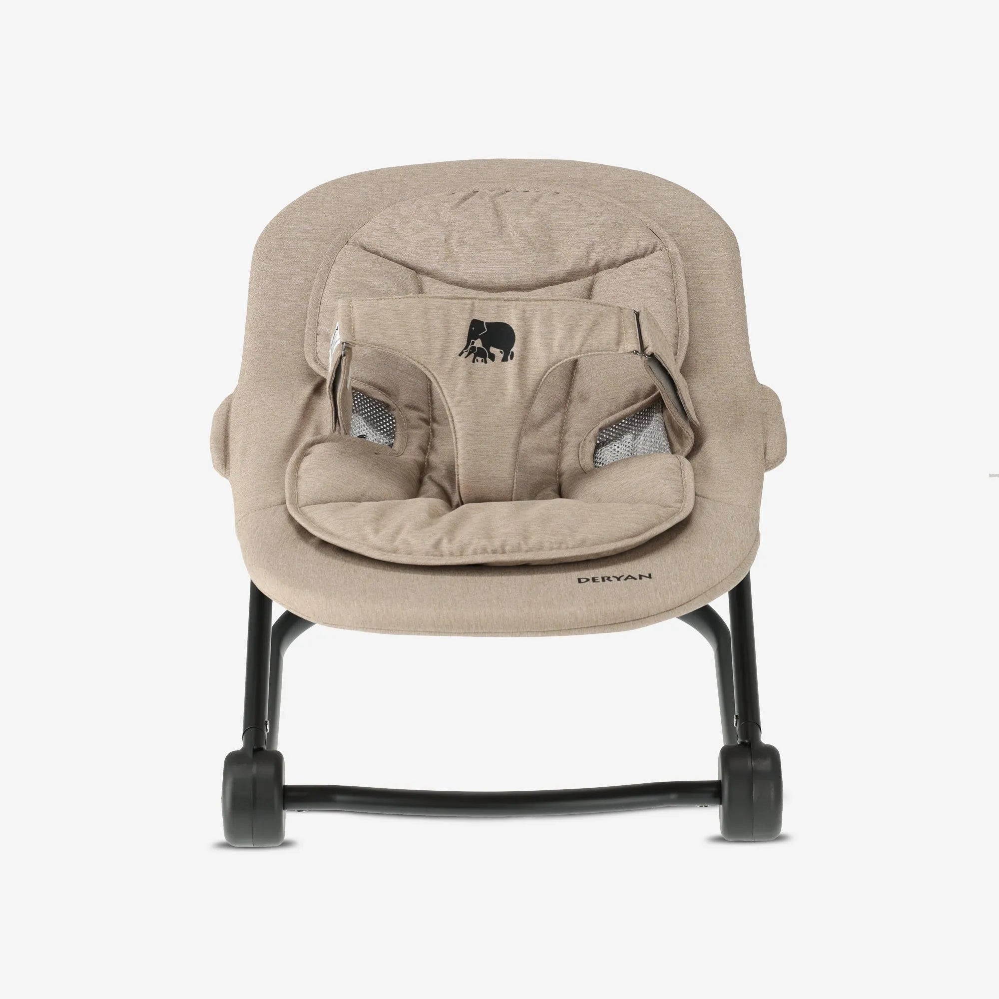 DERYAN Luxury High Chair with Bouncer - Black/Nougat