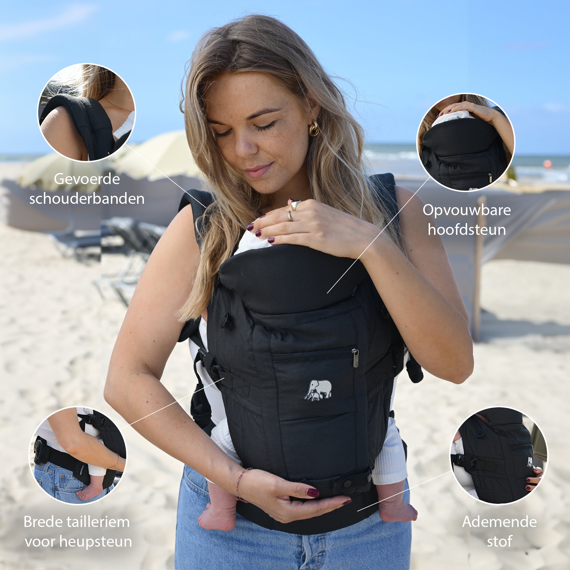 4-in-1 Black Ergonomic Adjustable Baby Carrier with Four Carrying Positions
