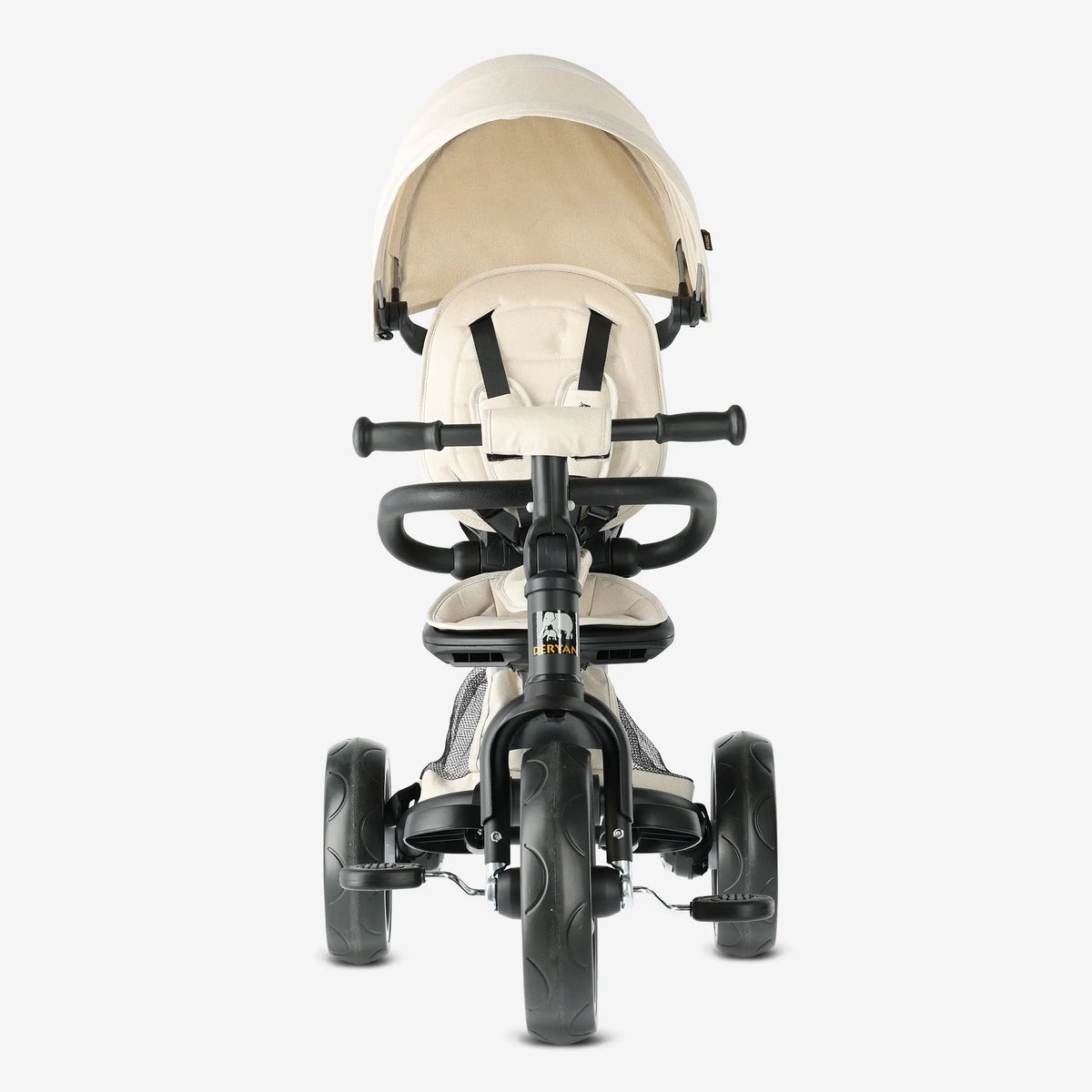 Explorer Luxe Tricycle, Cream, with Push Bar and Basket, for Ages 10–36 Months