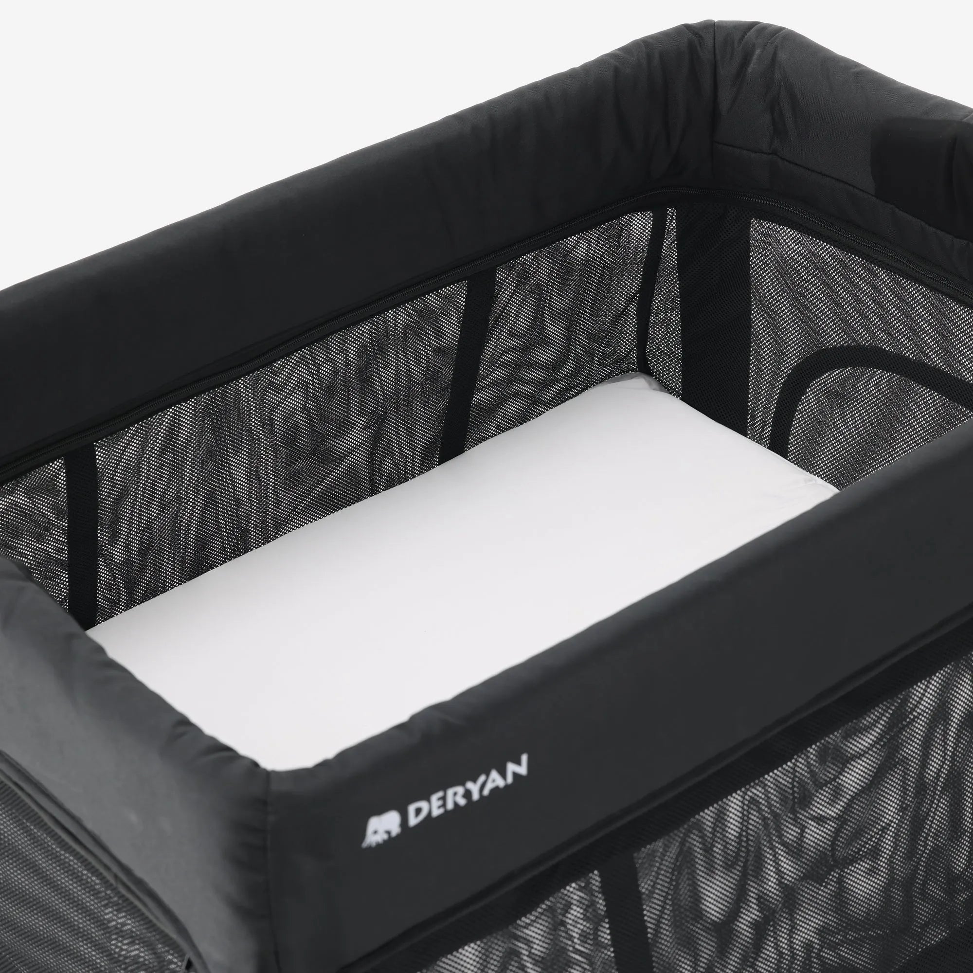 Lit de camping et parc pour enfants 2-en-1 - Avec rehausseur de fond - Aspect bois