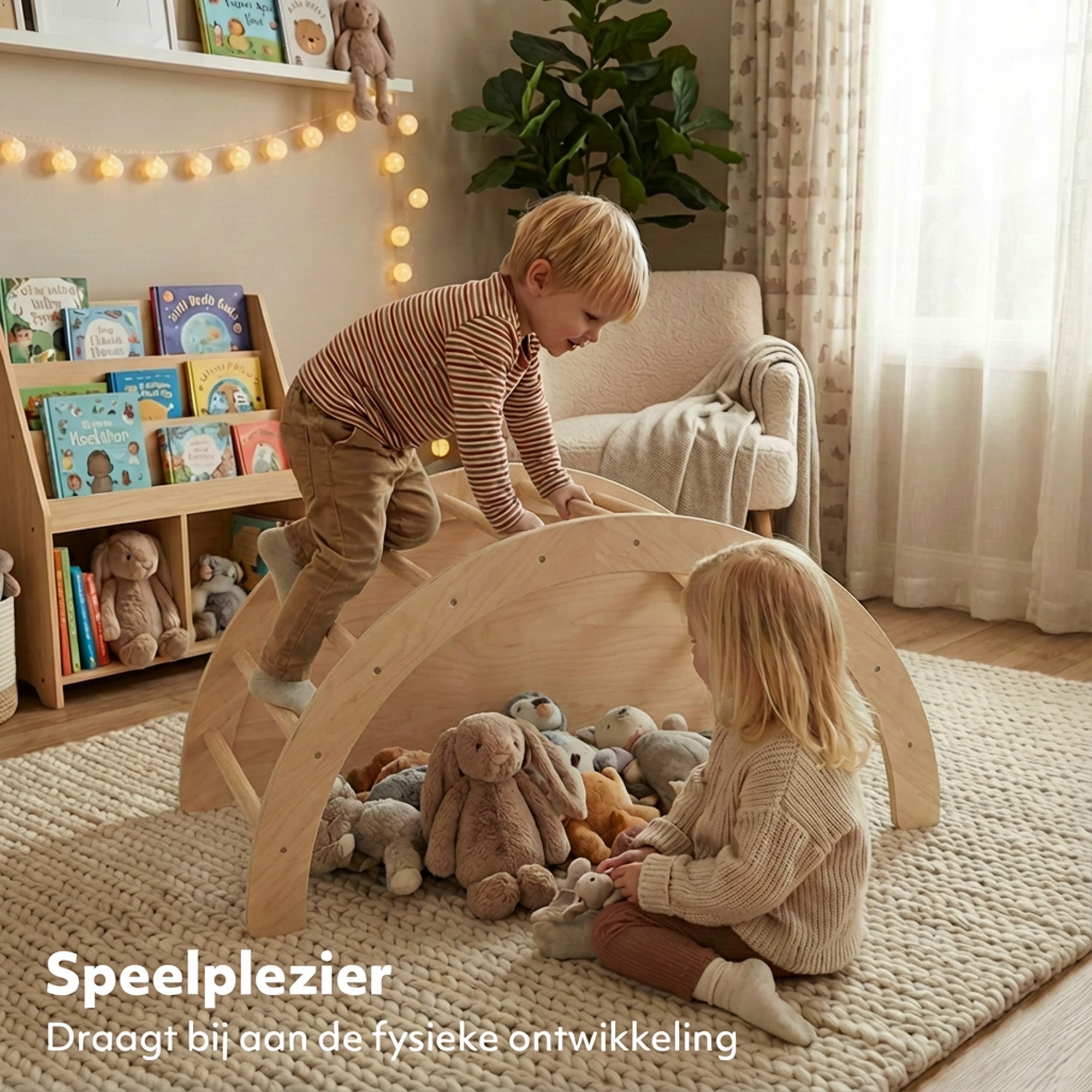 Multifunctional Climbing Arch - 5 in 1 model - Play Arch - Climbing Rack - Playground - Includes Cushion - Drawing Table - Wood