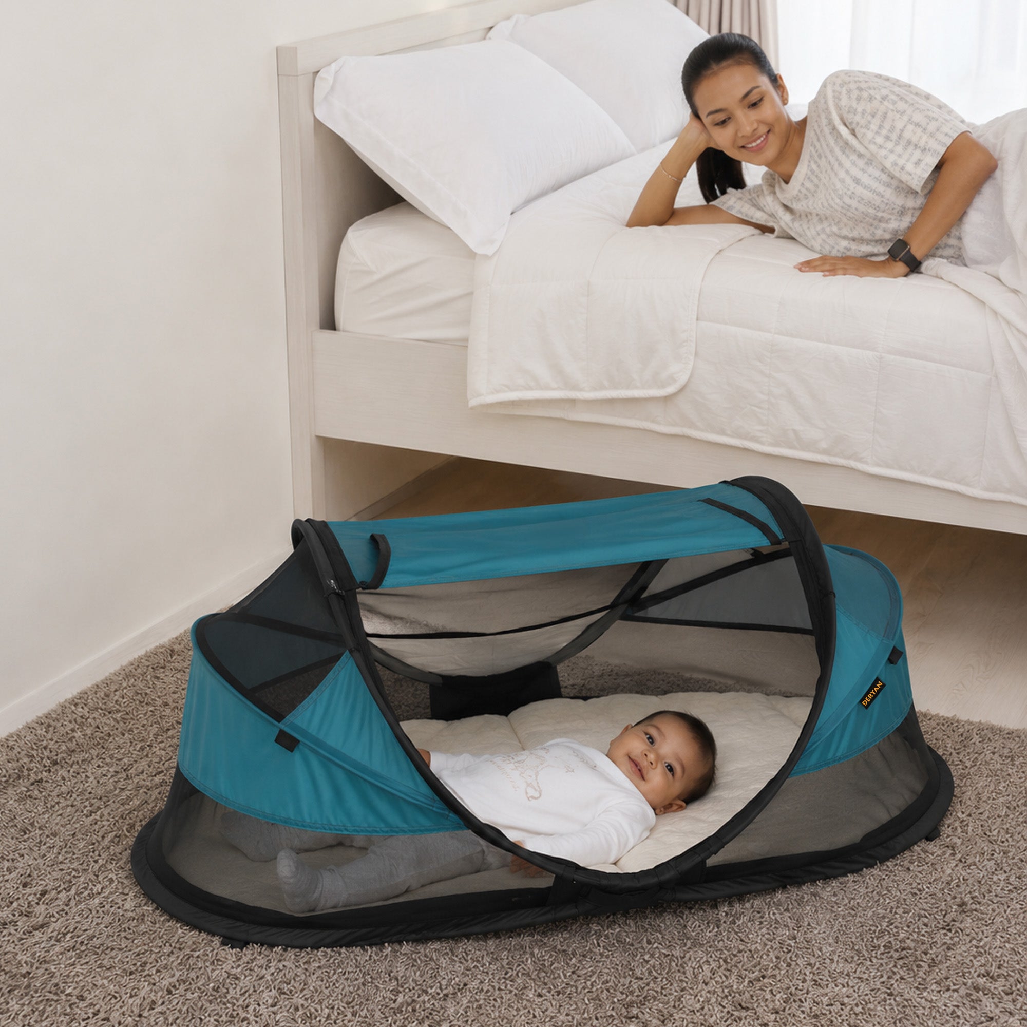 Baby Luxe Ocean reisbed pop-up met 50% UV-bescherming en muggennet <1 mm
