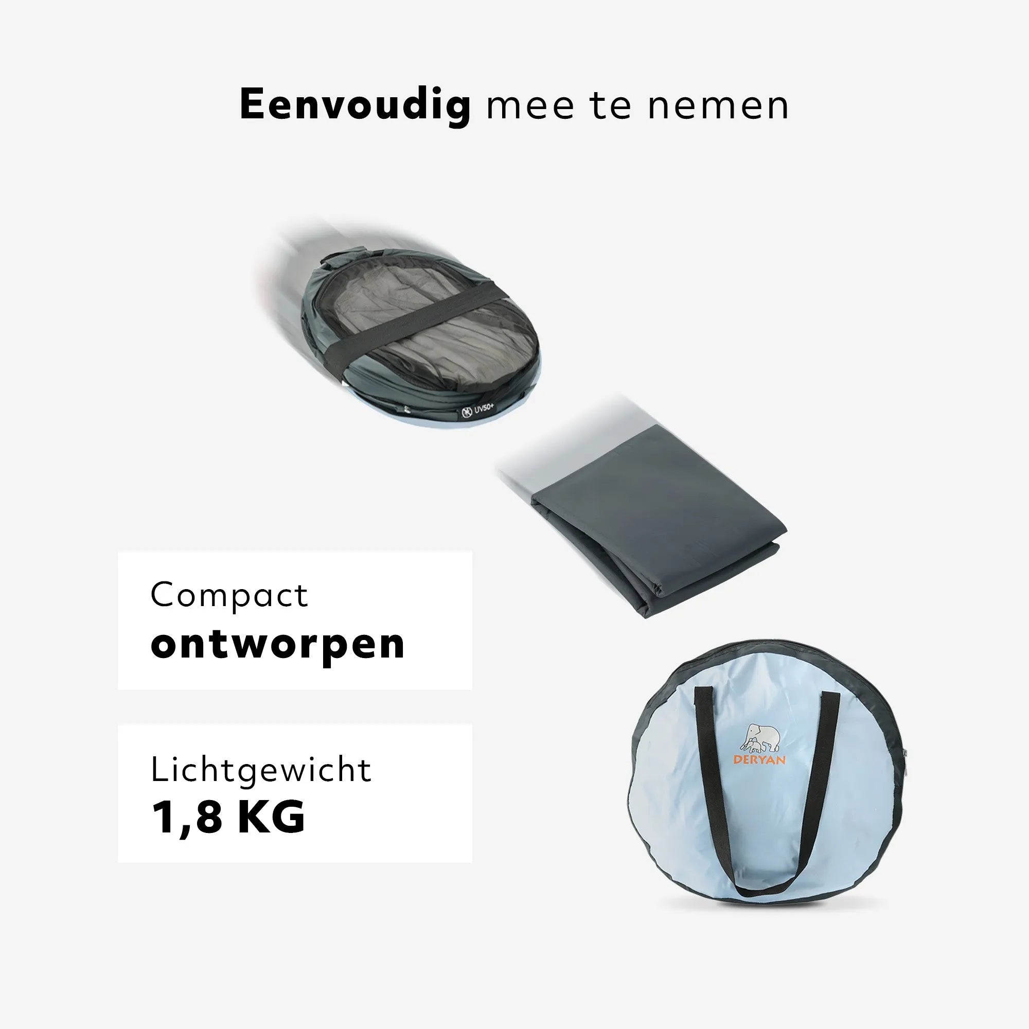 Baby Luxe Blauw pop-up reisbed met muggennet <1 mm en zelfopblaasbaar matras