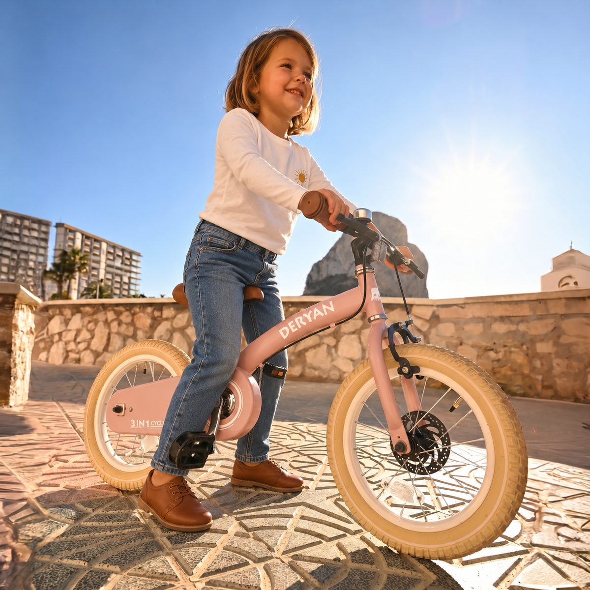Luxe Kinderfiets 12 inch - 3 in 1 - loopfiets Roze