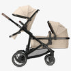 DERYAN EVY V2 Duo Kinderwagen Nougat – stijlvolle 2-in-1 kinderwagen met luxe afwerking. Groeit mee met je gezin en biedt comfort dankzij verstelbare zitjes, voetensteun en SPF50+ zonnekap. Met één hand inklapbaar en voorzien van stevige vering en veilig 5-punts harnas.