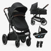 DERYAN Noa 3-in-1 Kinderwagen Zwart – complete kinderwagen met reiswieg, autostoel en adapters. Compact opvouwbaar en voorzien van bekerhouder. Geschikt van baby tot peuter. Combineert comfort, veiligheid en stijl voor ouders die gemak en kwaliteit belangrijk vinden.