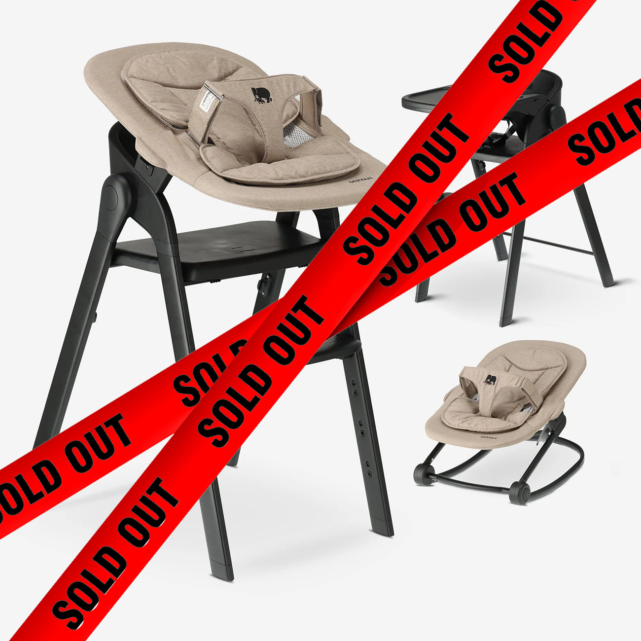 DERYAN Luxury High Chair with Bouncer - Black/Nougat