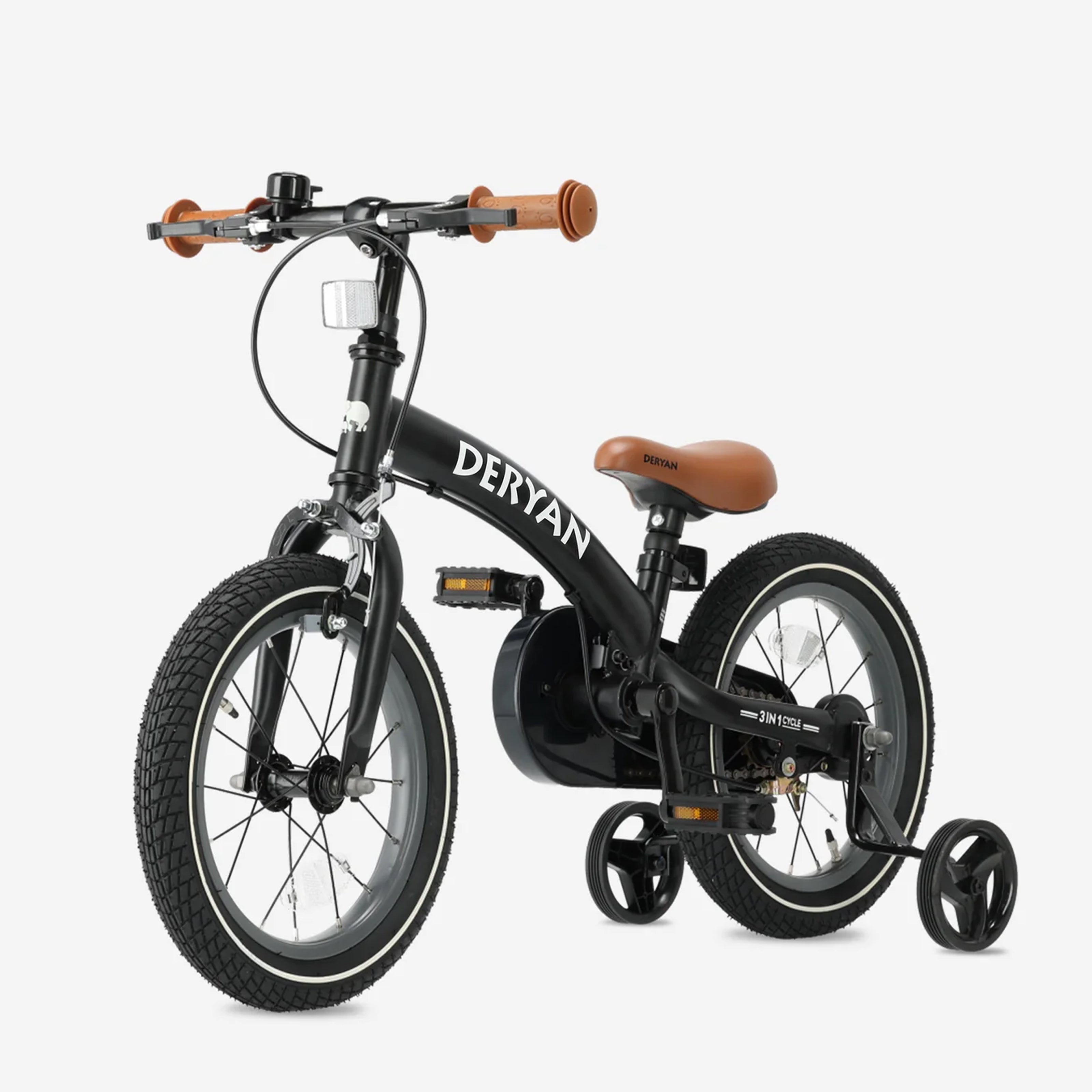 Luksus børnecykel 12 tommer - 3 i 1 - gåcykel - voksende model: trehjulet cykel, gåcykel og pedalcykel. Let, stabil og sikker. Under 200 euro. Justerbar PU-sadel, hjul med lav vedligeholdelse. Perfekt til småbørn på 2-4 år.