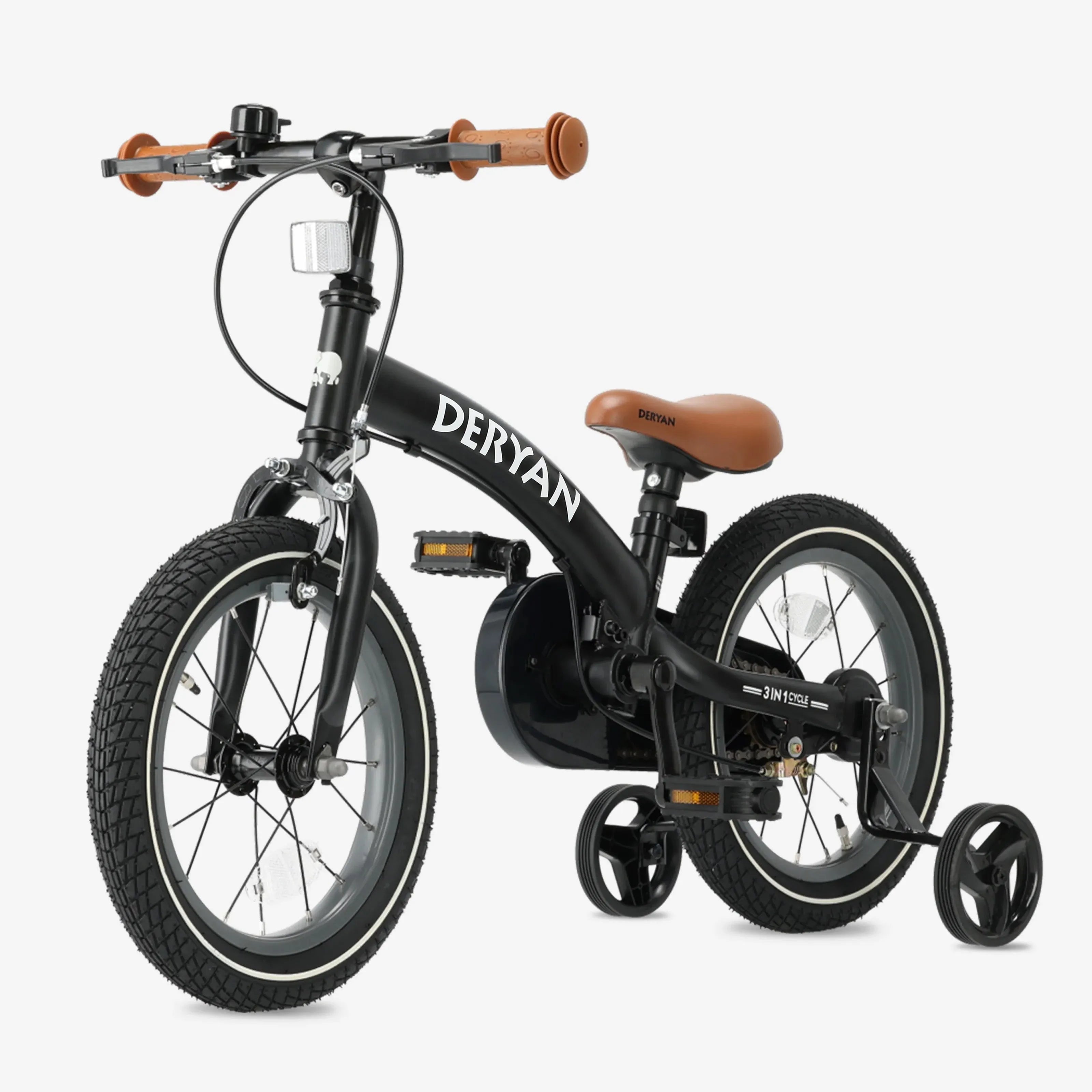 Luxury Children's bike 14 inch - 3 in 1 - balance bike - lightweight, stable children's bike that grows with you: tricycle, balance bike and pedal bike in one. Under €150. Adjustable PU saddle, durable wheels and safe construction. Ideal for learning to ride a bike and playing outdoors.