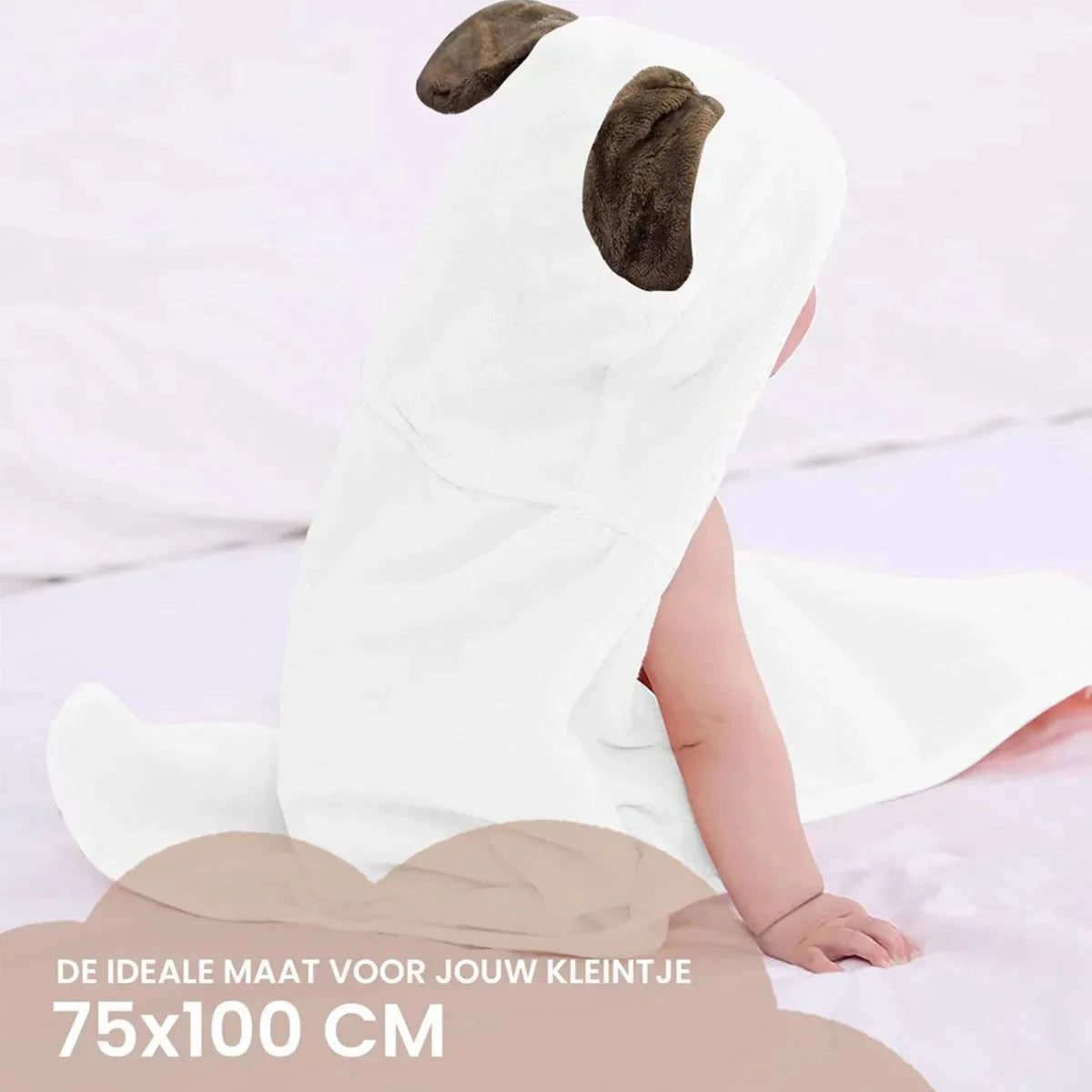 Manta multifuncional de forro polar marrón con capucha Rabbit - Wrap Blanket - Manta 75x100 cm