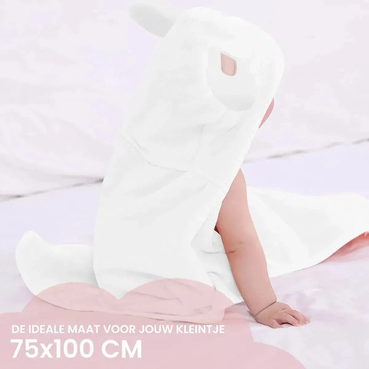 Manta polar multifuncional con capucha Rabbit Pink - Wrap Blanket - Manta 75x100 cm