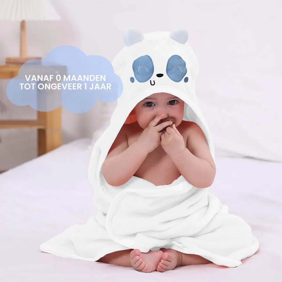 Panda Blue Multifunctional Baby Fleece Blanket with Hood – Swaddle Blanket – Blanket 75x100 cm