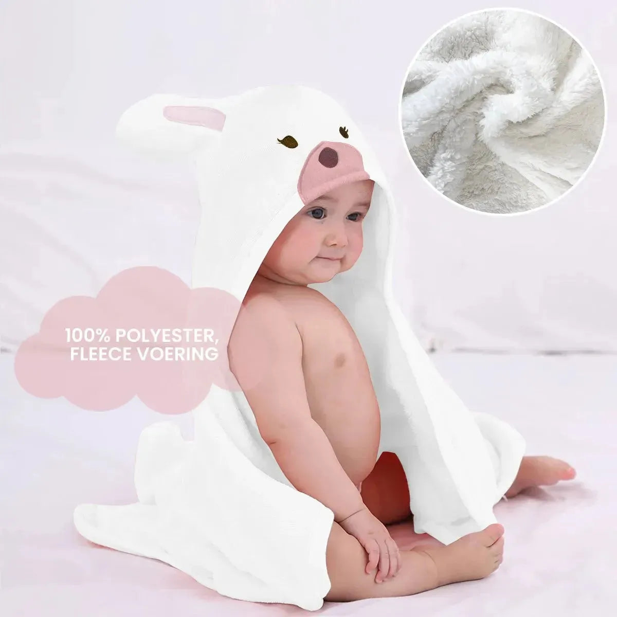 Manta polar multifuncional con capucha Rabbit Pink - Wrap Blanket - Manta 75x100 cm