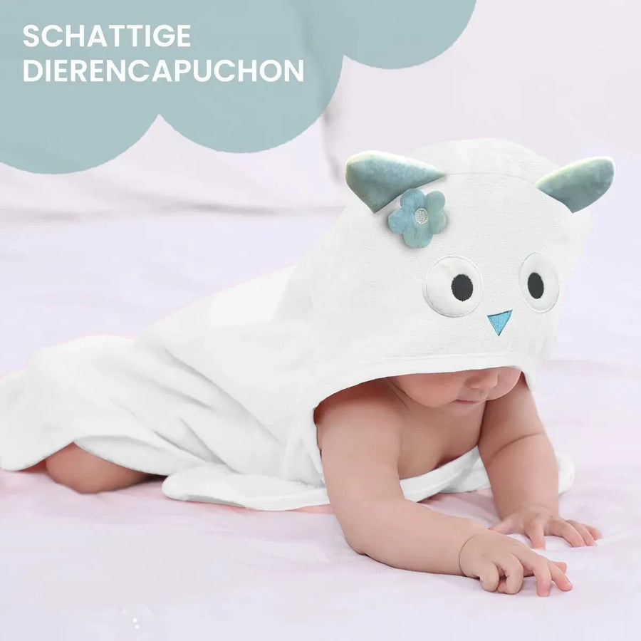 Ugle Multifunktionelt babyfleecetæppe med hætte - vikletæppe - tæppe 75x100 cm
