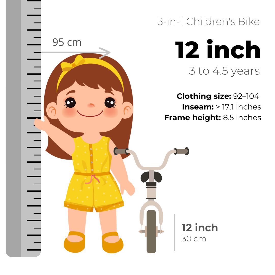 Luxury Kids bike 12 inch - 3 in 1 - balance bike Green